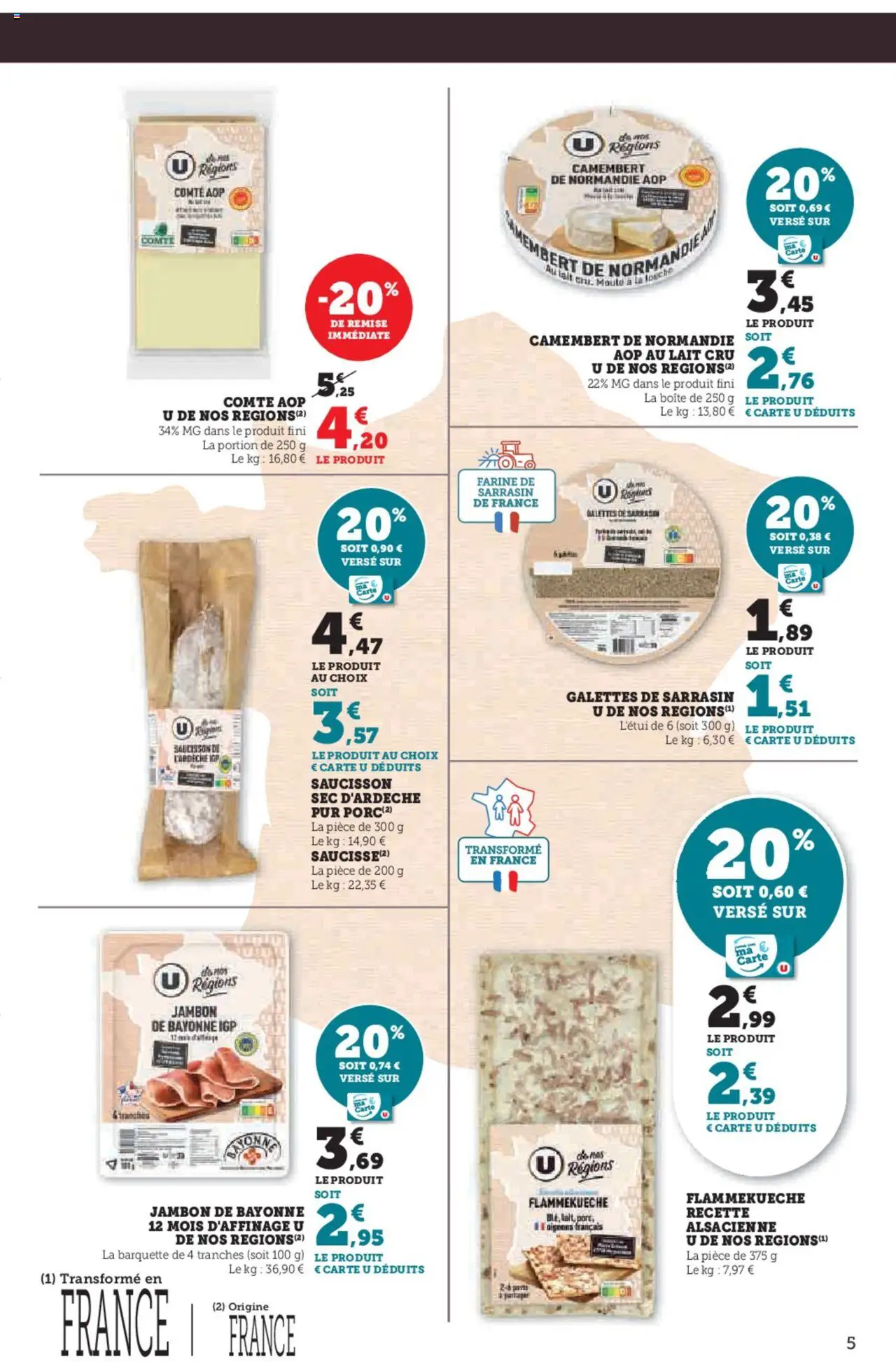  | Page: 5 | Produits: Saucisson sec, Farine, Oignons, Camembert