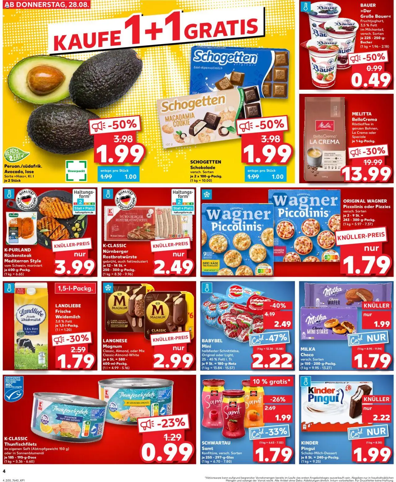 Kaufland prospekt Bremen	 - gültig ab dem 28.08.2025 | Seite: 4 | Produkte: Langnese, Piccolinis, Babybel, Steak