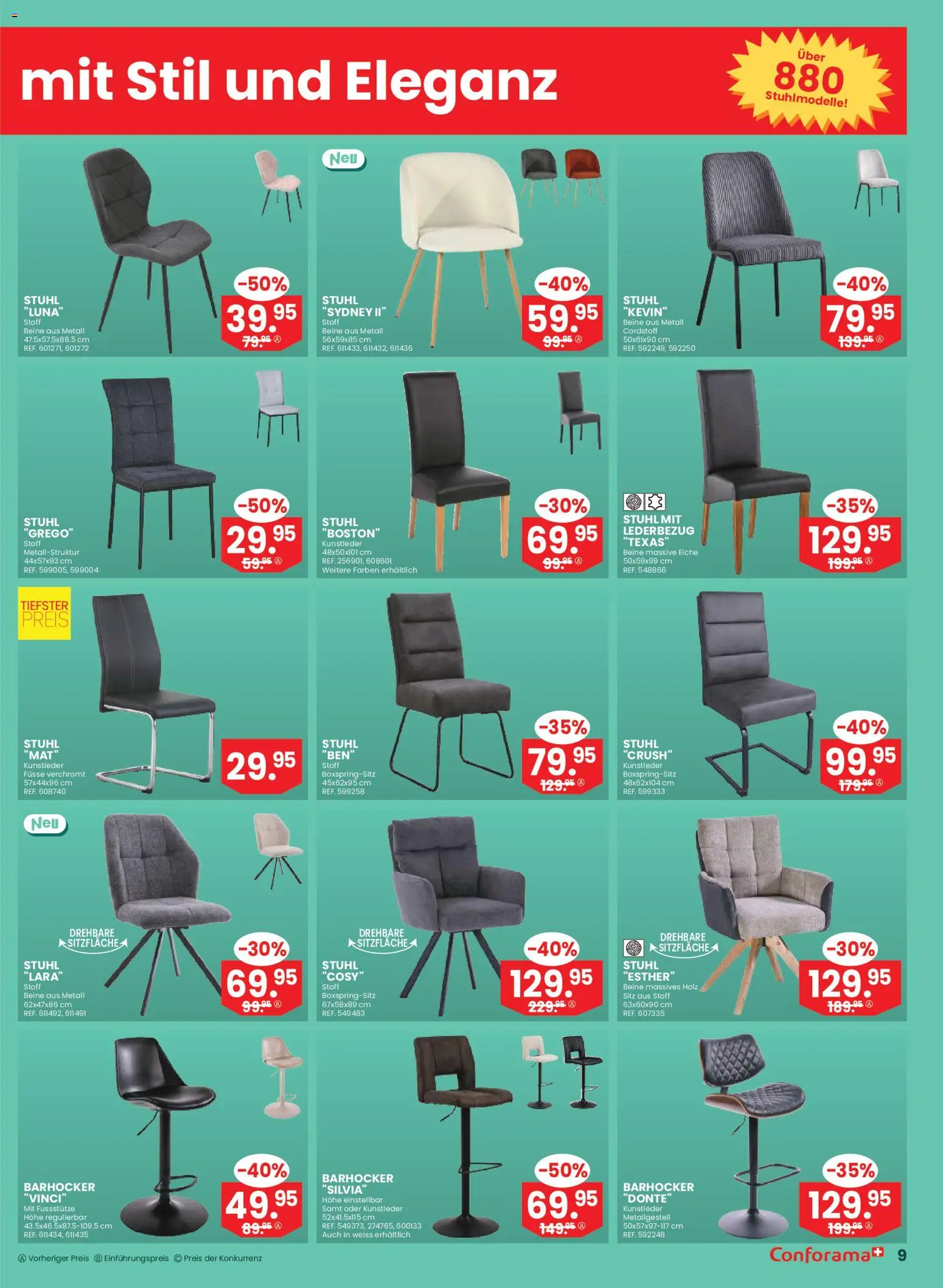 Conforama Aktionen Möbel und Matrazen – gültig ab 28.01.2026 | Seite: 9 | Produkte: Stuhl, Barhocker