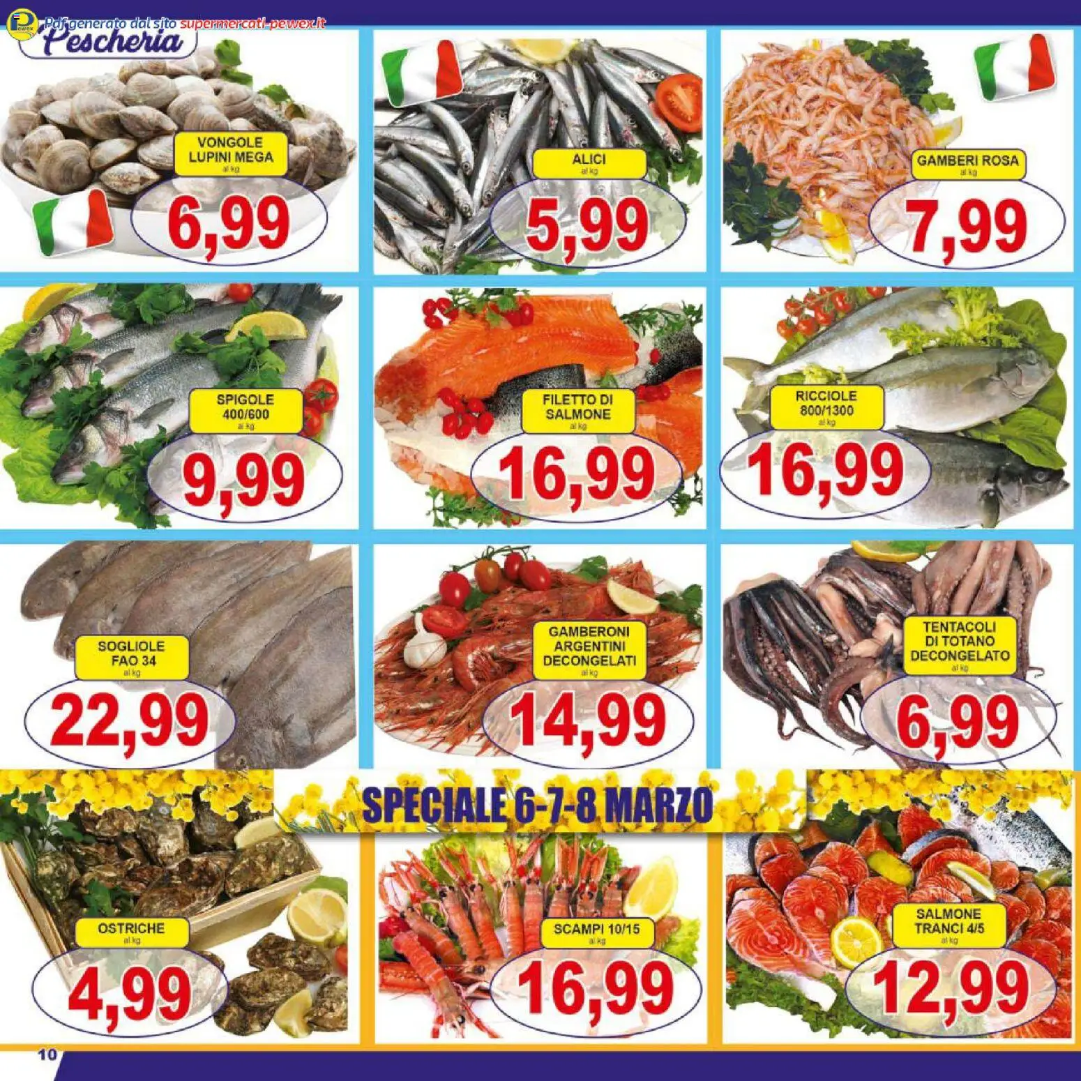 Volantino Pewex del 06.03.2026 | Pagina: 10 | Prodotti: Gamberi, Vongole, Gamberoni, Totano
