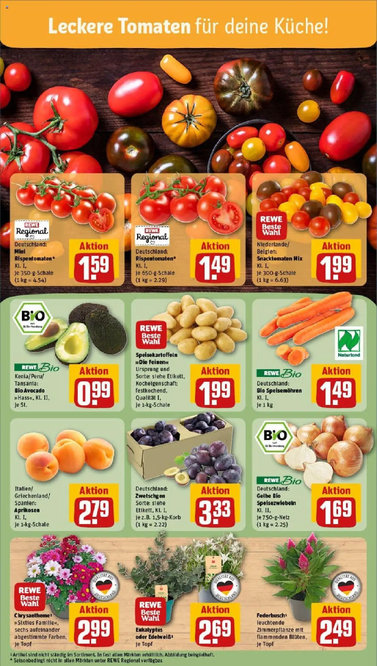 Rewe prospekt Halle (Saale)	 - gültig ab dem 13.07.2025 | Seite: 5 | Produkte: Küche, Tomaten, Zwetschgen, Avocado