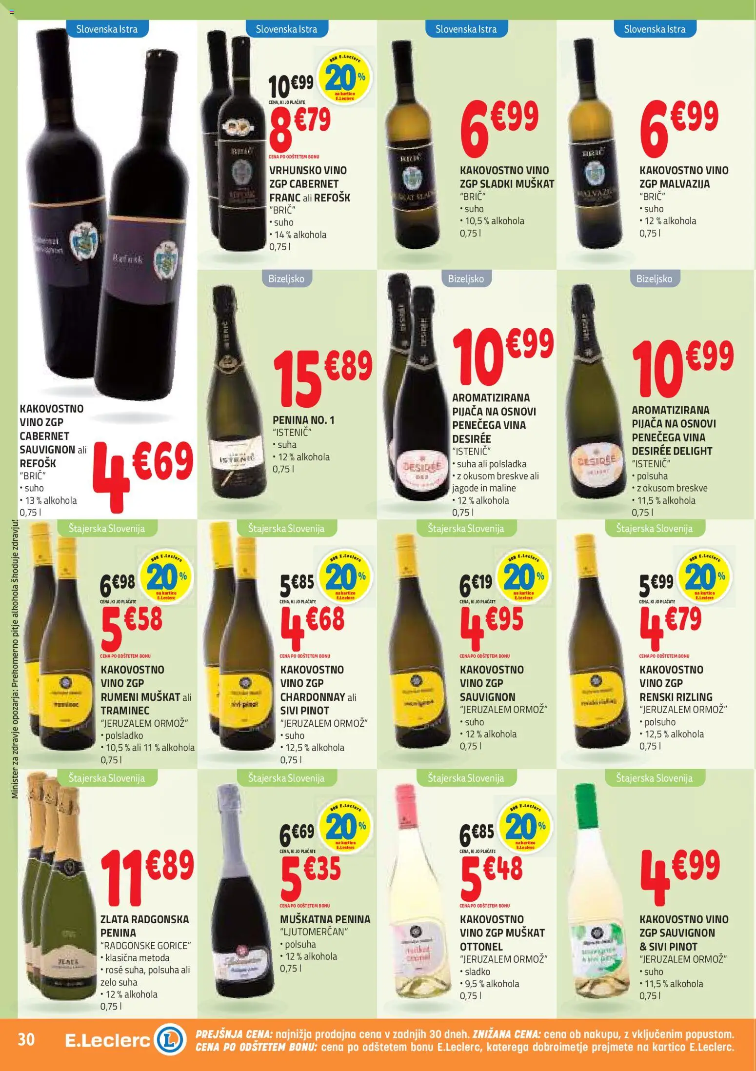 Novi E.leclerc katalog ponudbe – veljaven od 15.04.2026 | Stran: 30 | Izdelki: Penina, Vino, Maline, Jagode