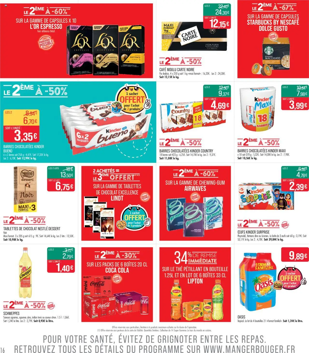  | Page: 16 | Produits: Cafe moulu carte noire, Kinder Bueno, Lait, Chocolat