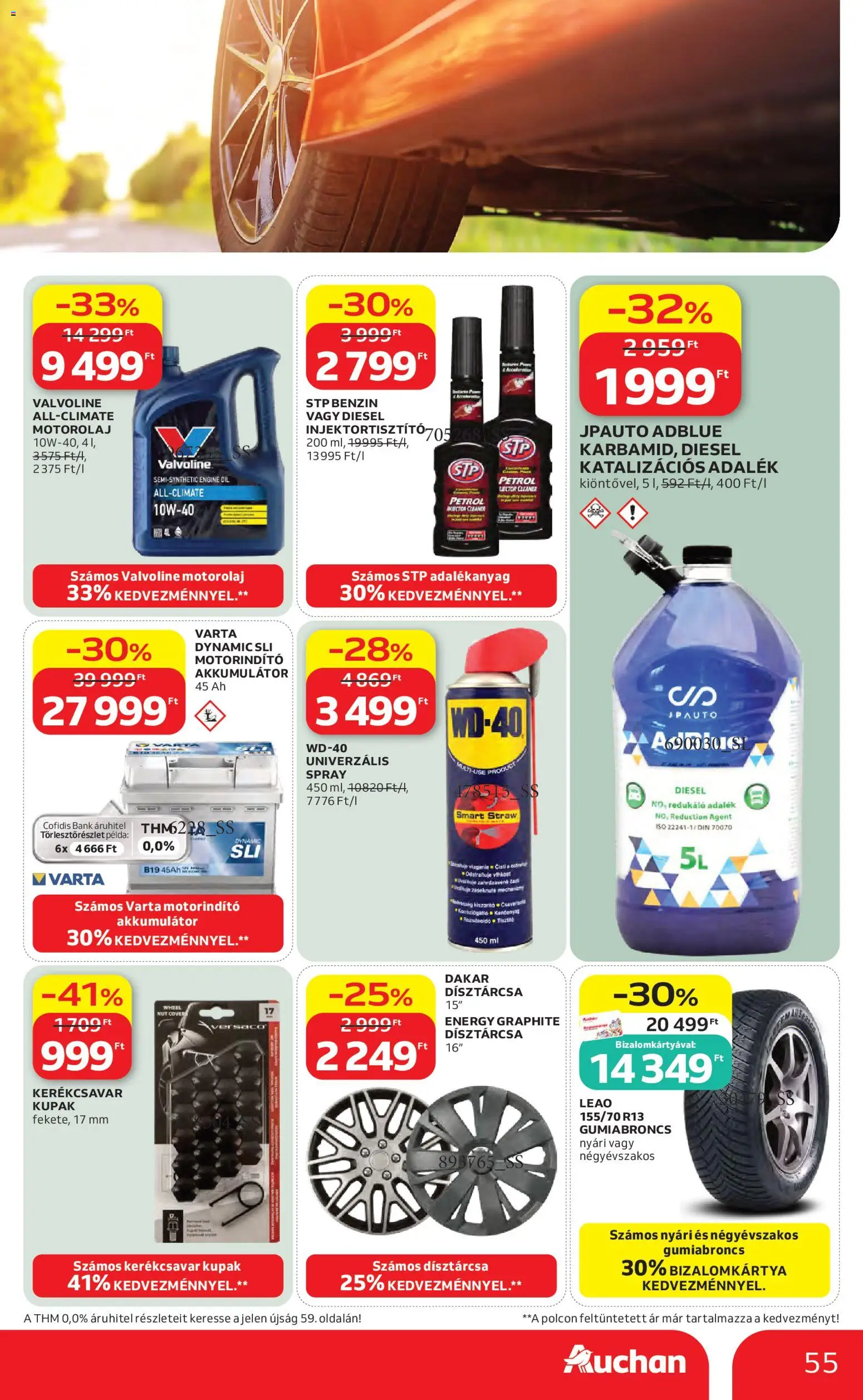 Auchan akciós ujság - amely érvényes a következő dátumtól: 30.04.2026 | Oldal: 55 | Termékek: Akkumulátor, Motorolaj