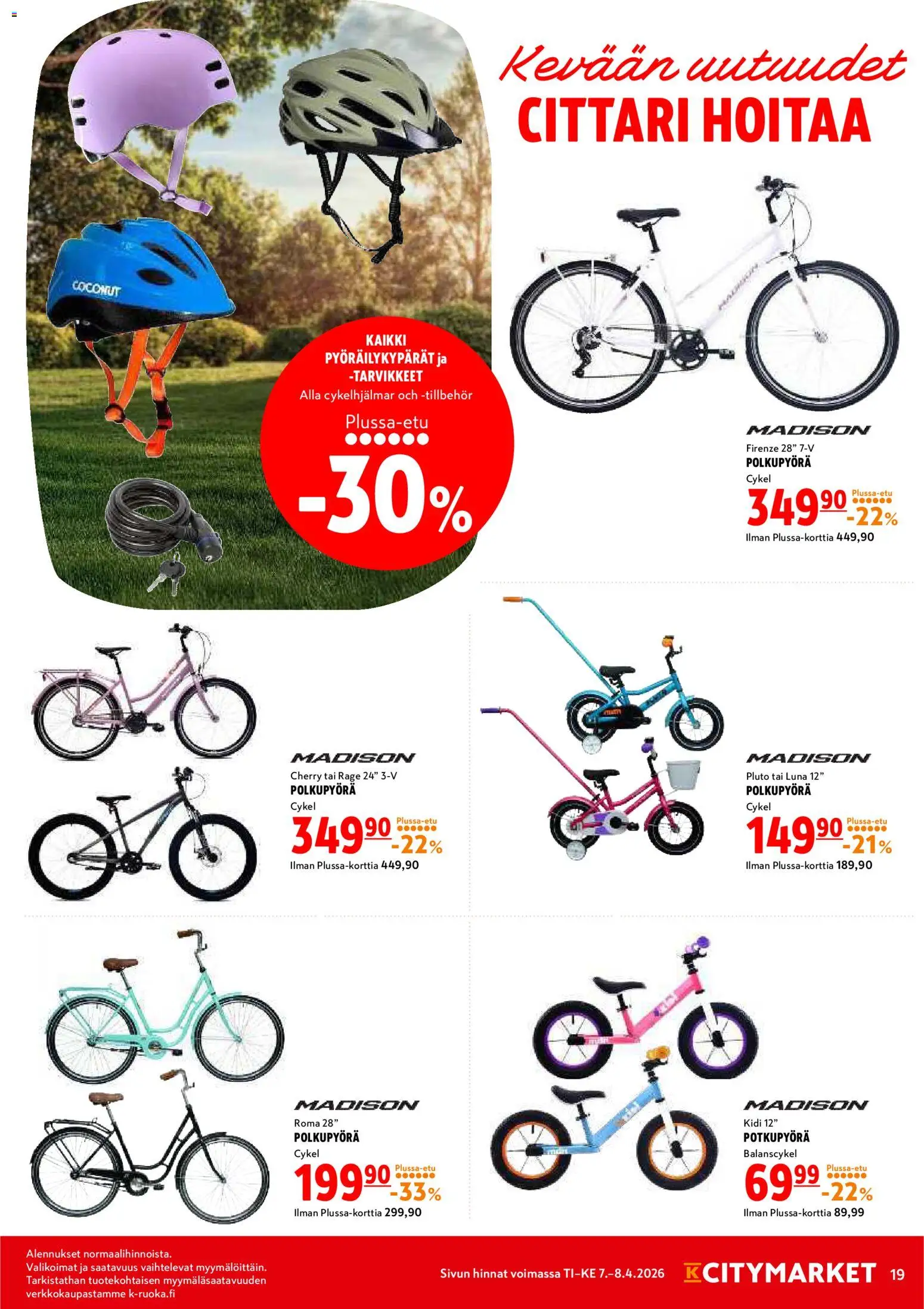 K-Citymarket tarjoukset – voimassa 07.04.2026 alkaen | Sivu: 19 | Tuotteet: Polkupyörä