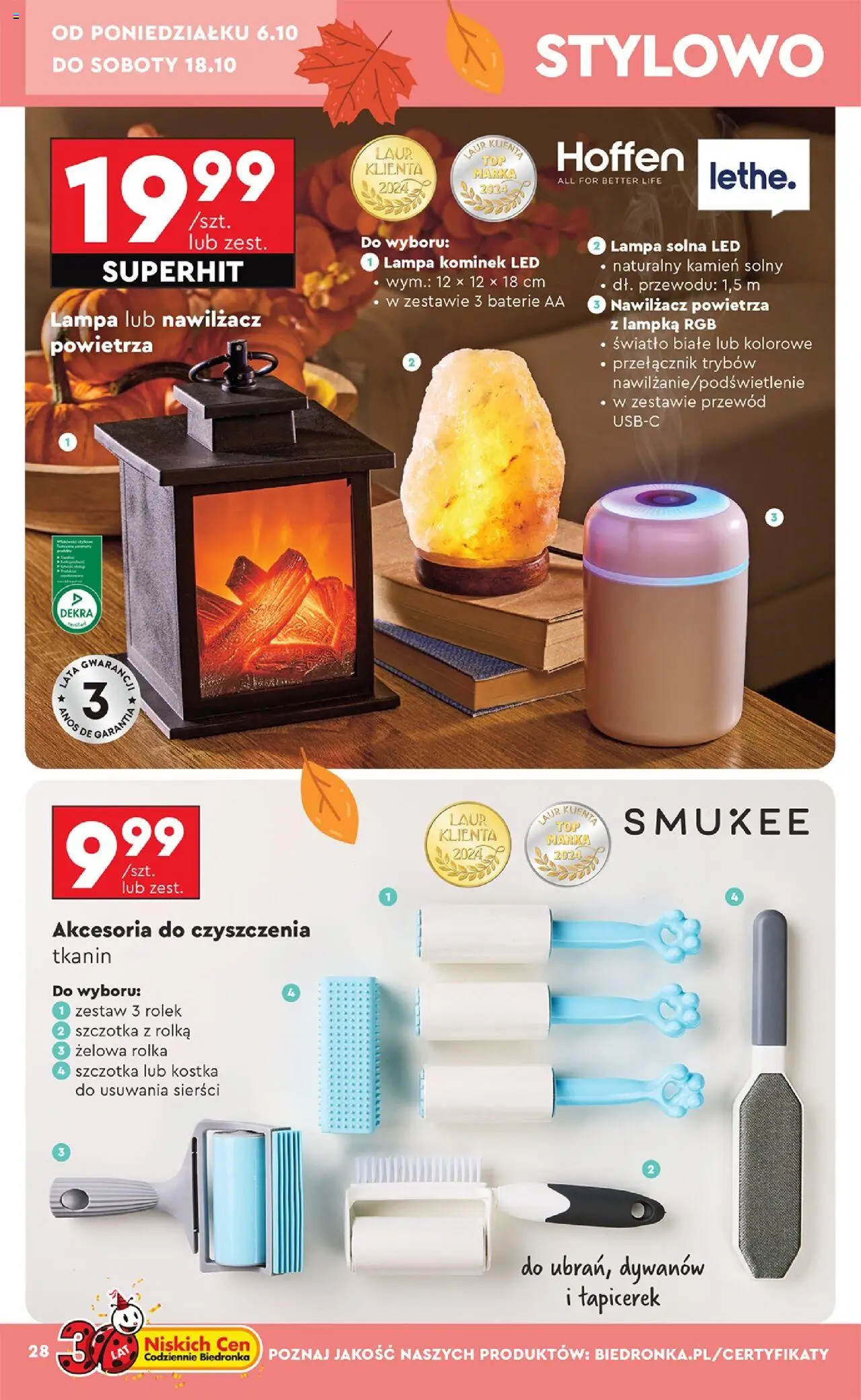 Biedronka gazetka - Hity i inspiracje od 06.10.2025 | Strona: 28 | Produkty: Baterie, Lampa, Szczotka, Nawilżacz powietrza