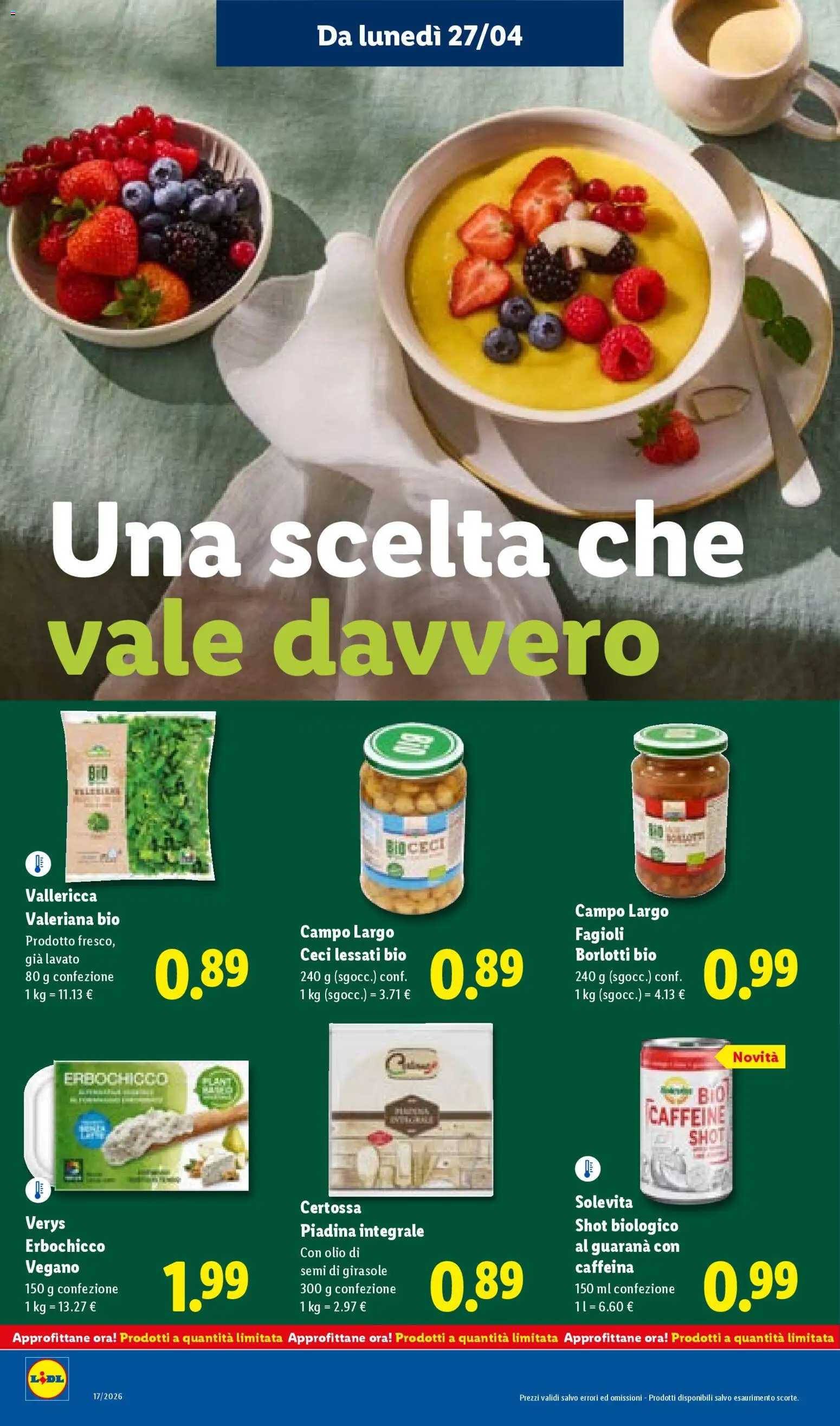 Volantino Lidl del 23.04.2026 | Pagina: 52 | Prodotti: Valeriana, Fagioli, Olio, Olio di semi di girasole