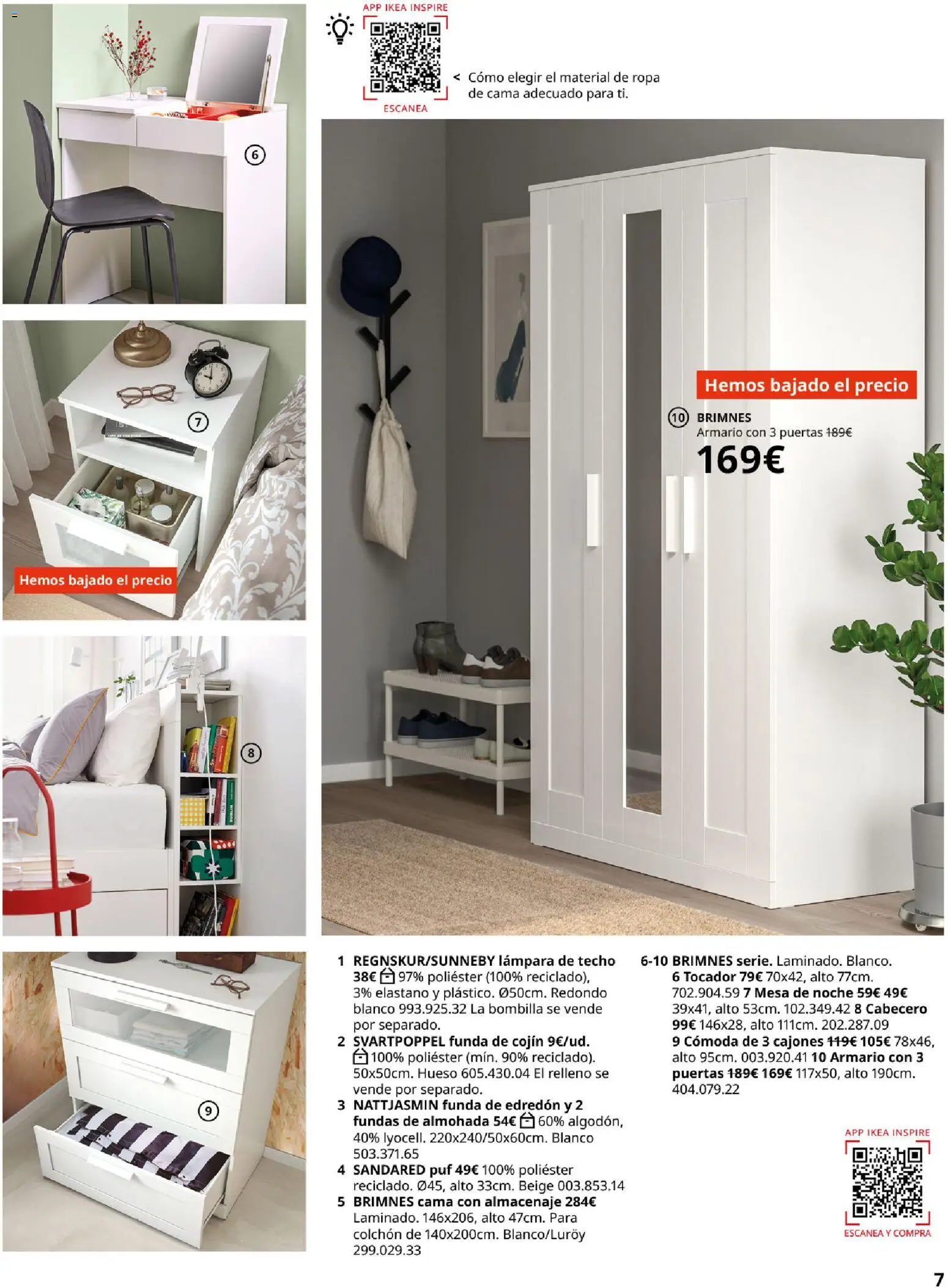 Catálogo IKEA Dormitorios │ válido desde el 01.02.2026 | Página: 7 | Productos: Ropa, Bombilla, Funda de cojín, Mesa