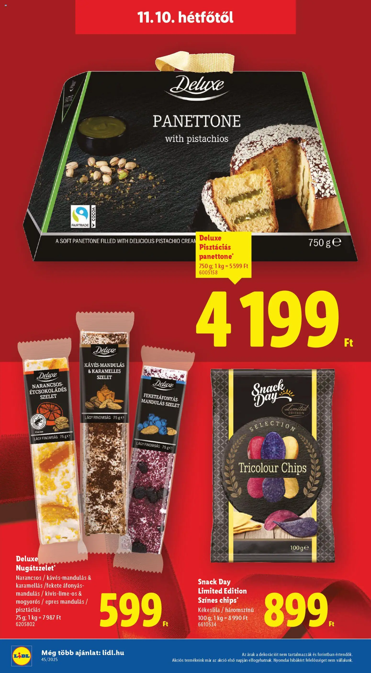 Lidl akciós ujság - amely érvényes a következő dátumtól: 06.11.2025 | Oldal: 10 | Termékek: Chips, Panettone