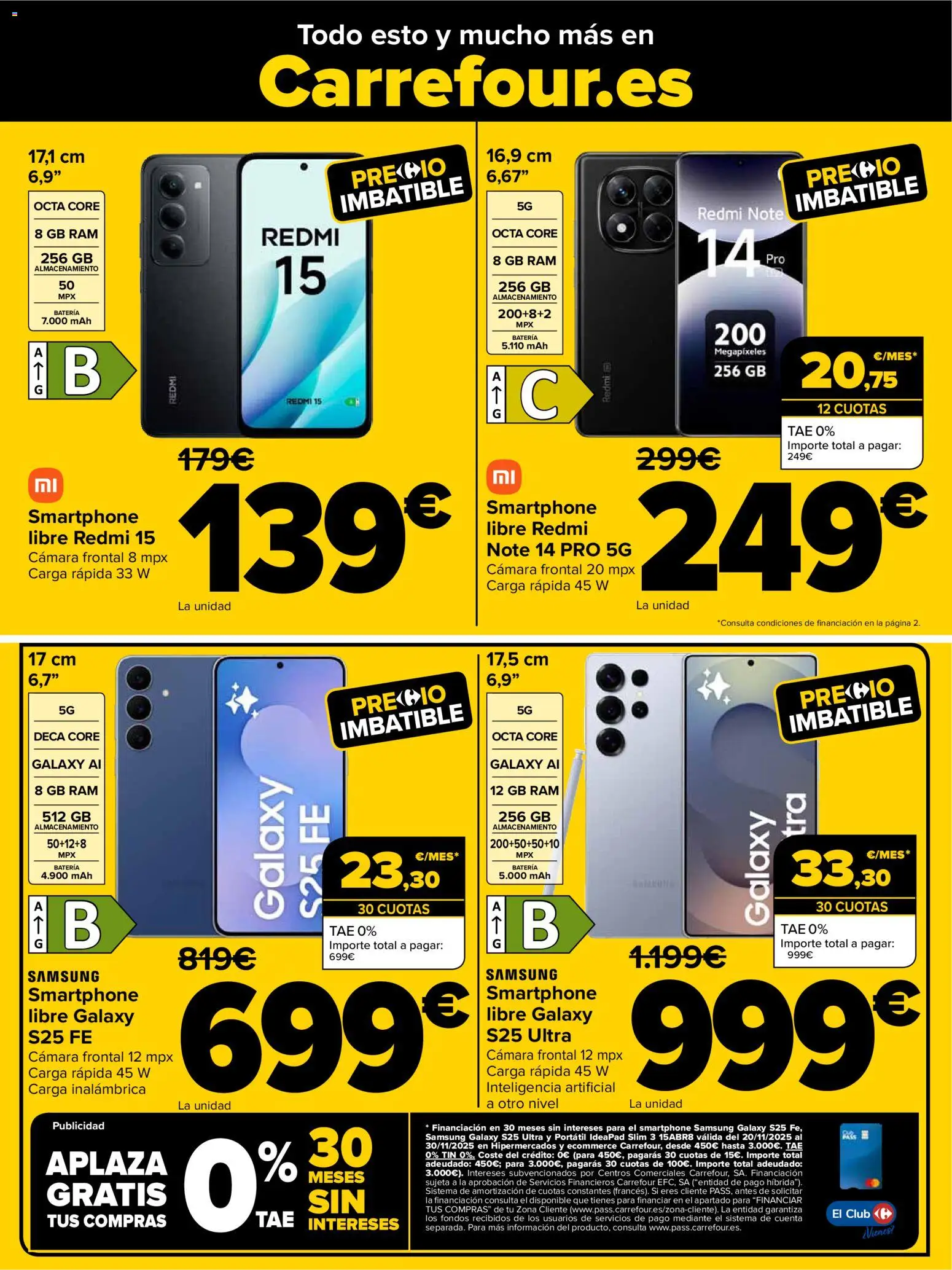Carrefour - Black Friday │ válido desde el 20.11.2025 | Página: 11 | Productos: Smartphone Samsung, Smartphone, Cámara, Batería