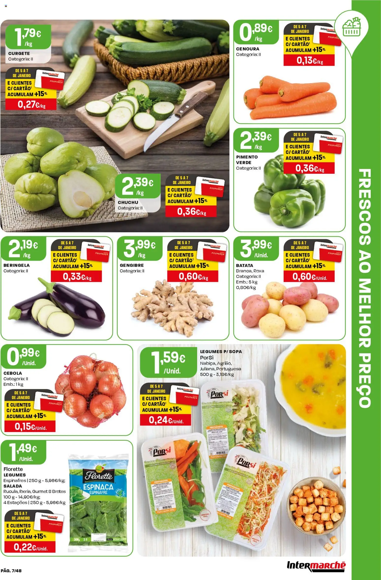 Intermarché folheto │ válido de 02.01.2026 | Página: 7 | Produtos: Curgete, Cebola, Chuchu, Salada