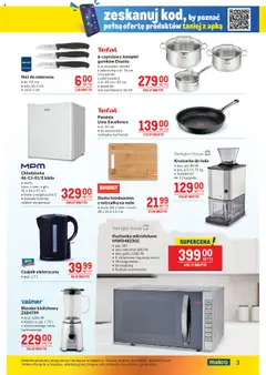 Makro Gazetka od 22.07.2025 | Strona: 3 | Produkty: Kuchenka mikrofalowa, Czajnik, Blender kielichowy, Patelnia