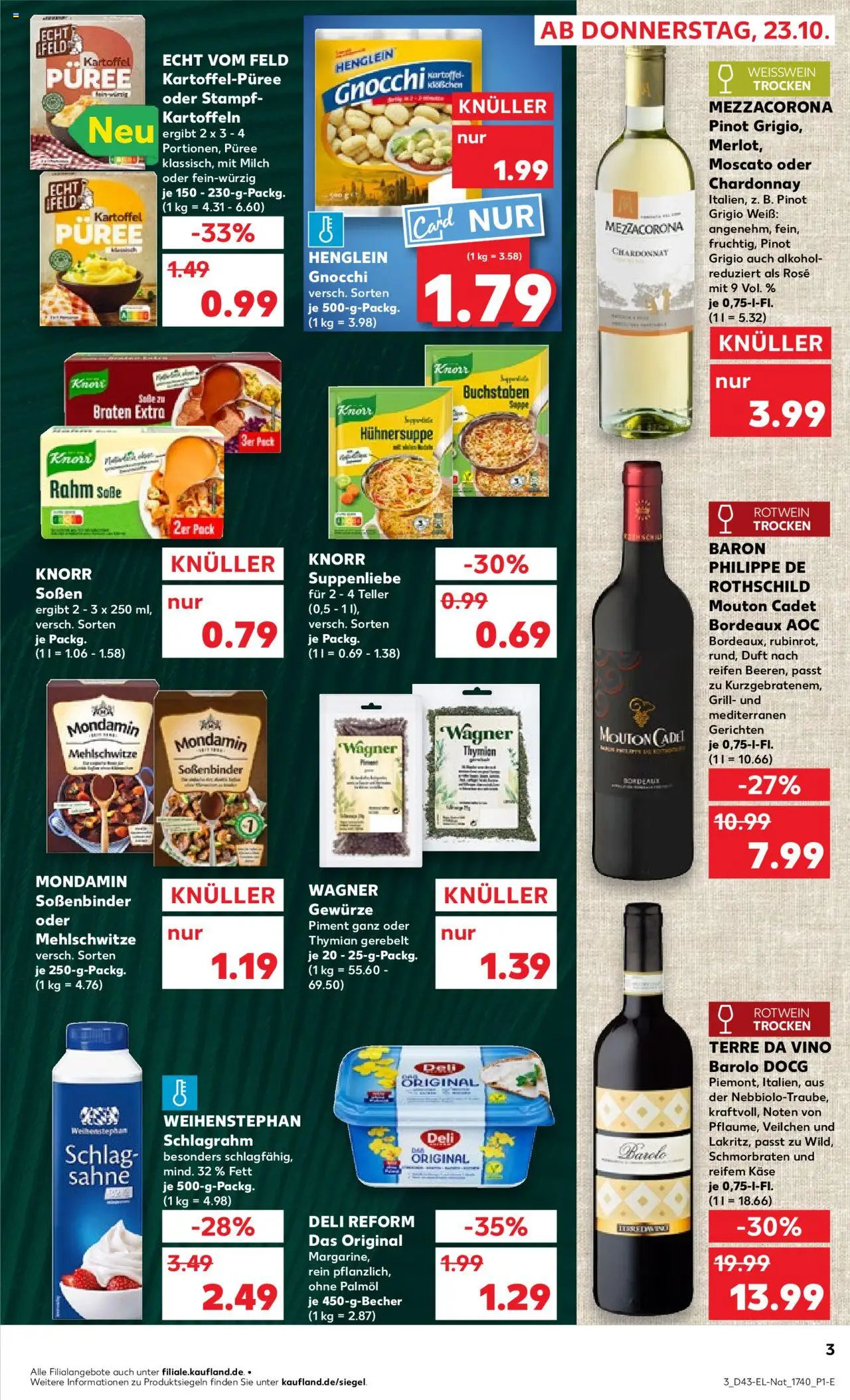 Kaufland - Broschüre – gültig ab 23.10.2025 | Seite: 3 | Produkte: Milch, Käse, Knorr, Soße