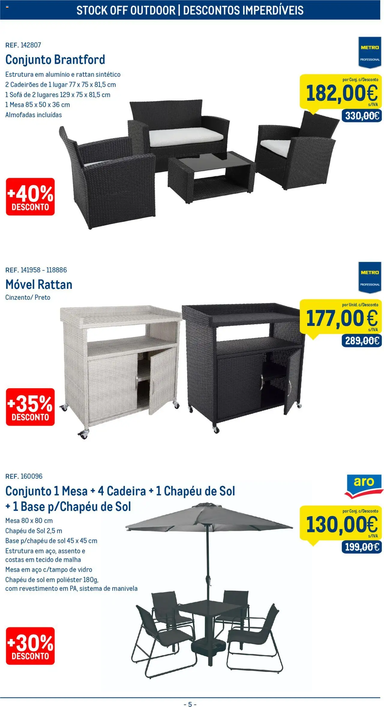 Makro - Stock off outdoor │ válido de 12.09.2025 | Página: 5 | Produtos: Chapéu, Base, Sofá, Cadeira