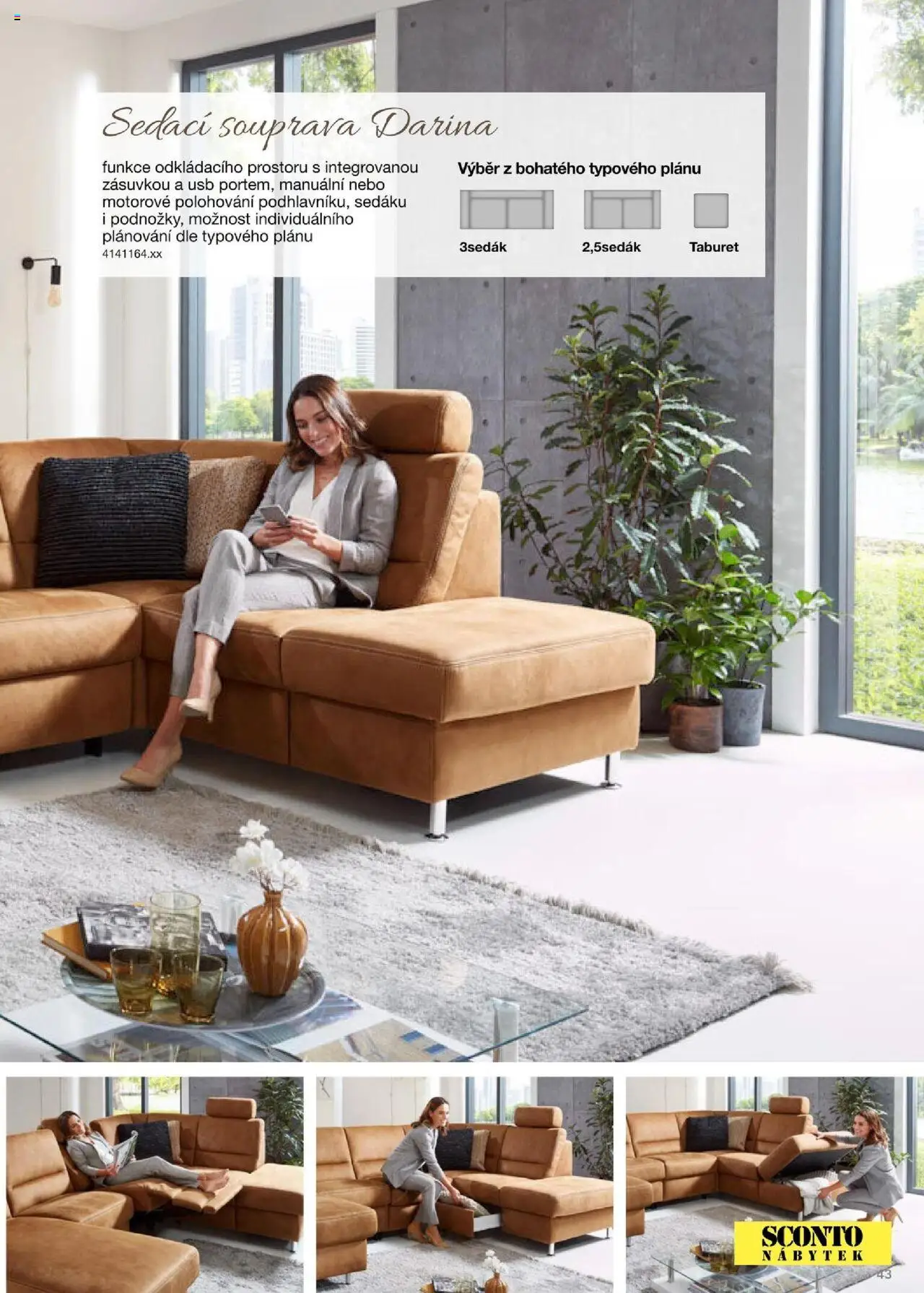 Sconto nábytek katalog - Sedací soupravy od 01.01.2025 | Strana: 43 | Produkty: Sedací souprava, Taburet, USB, Nábytek