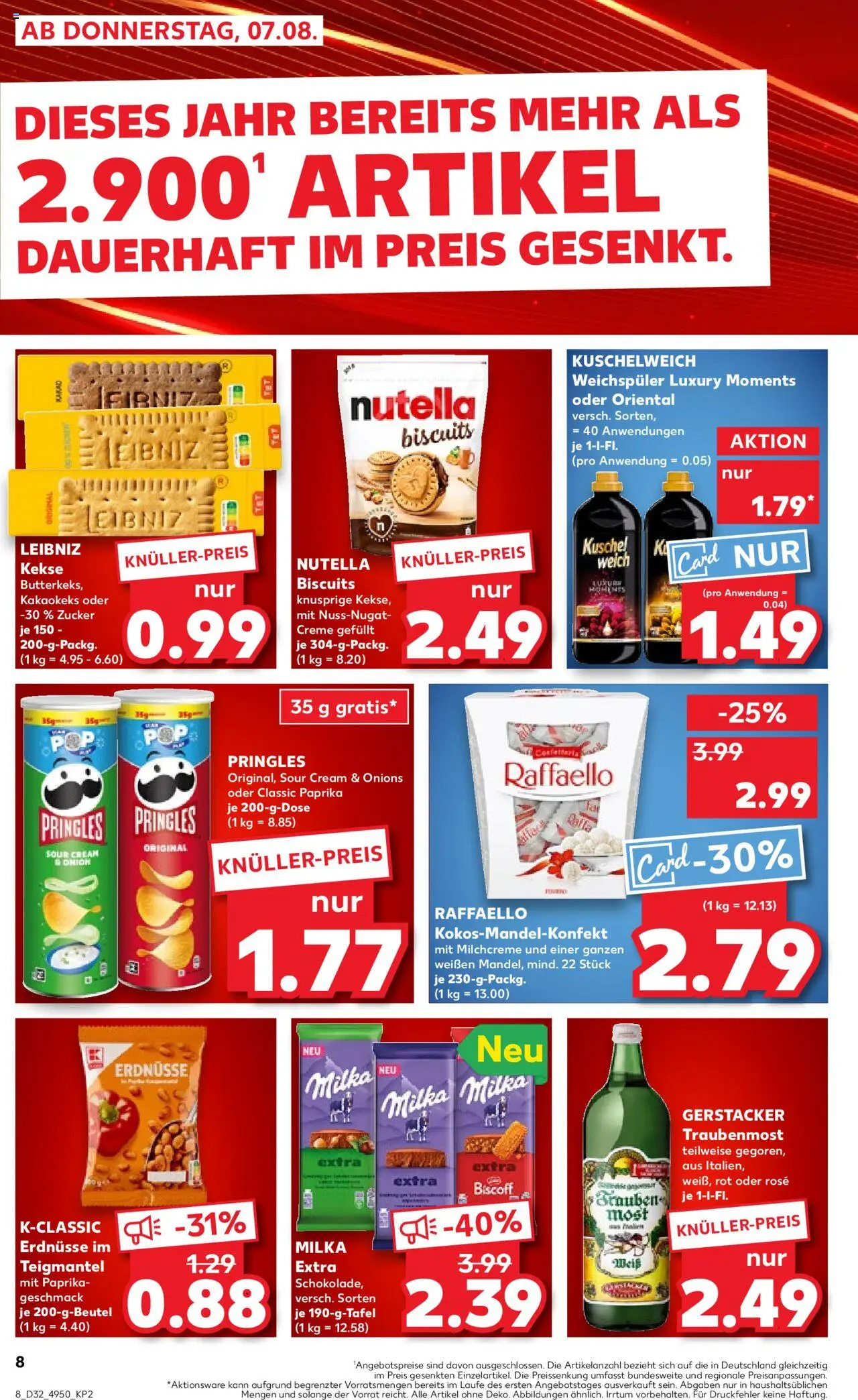 Kaufland prospekt Stuttgart	 - gültig ab dem 07.08.2025 | Seite: 8 | Produkte: Schokolade, Nutella, Paprika, Kekse