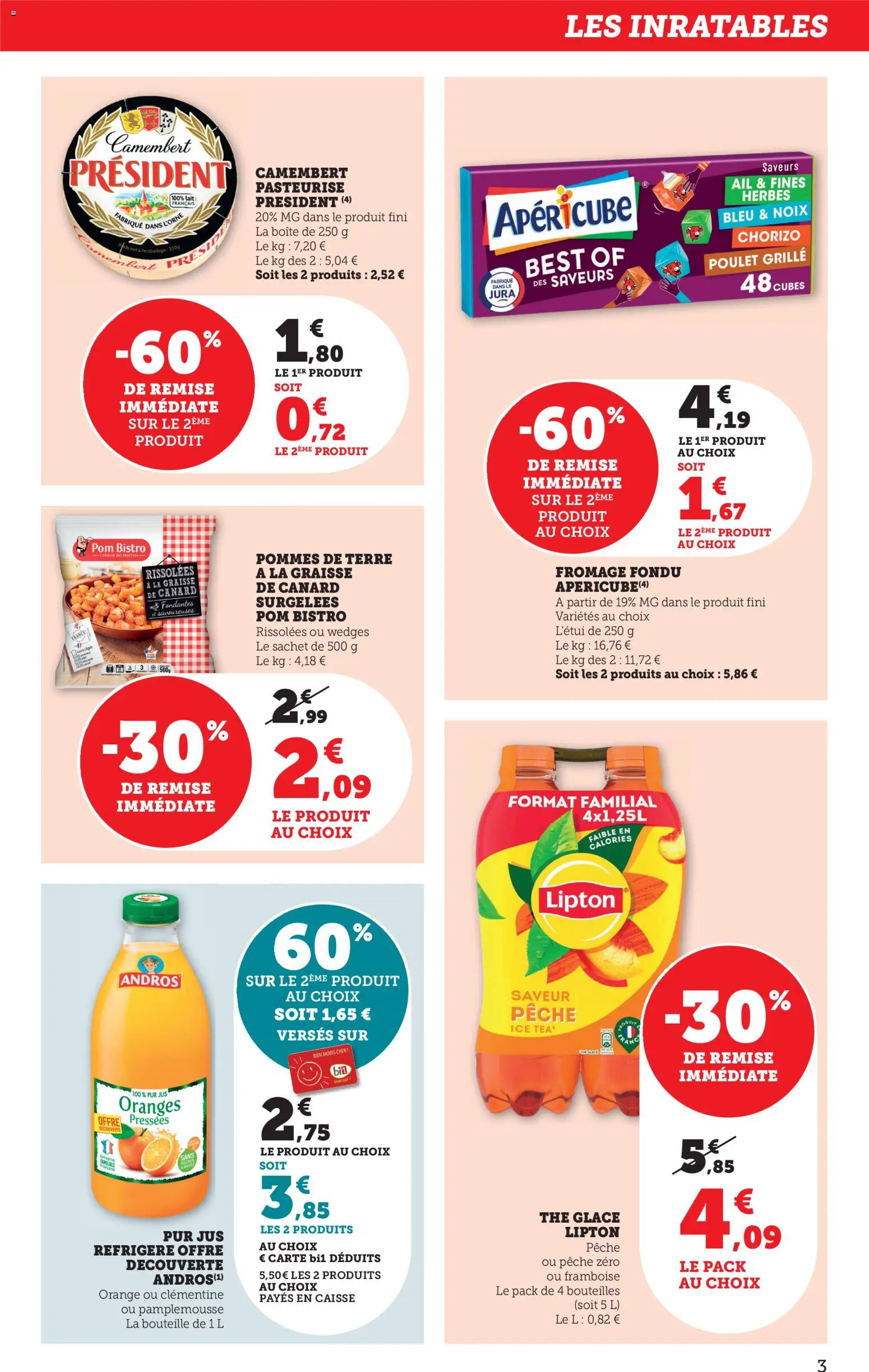 {H1} | Page: 3 | Produits: Orange, Lait, Fromage, Thé