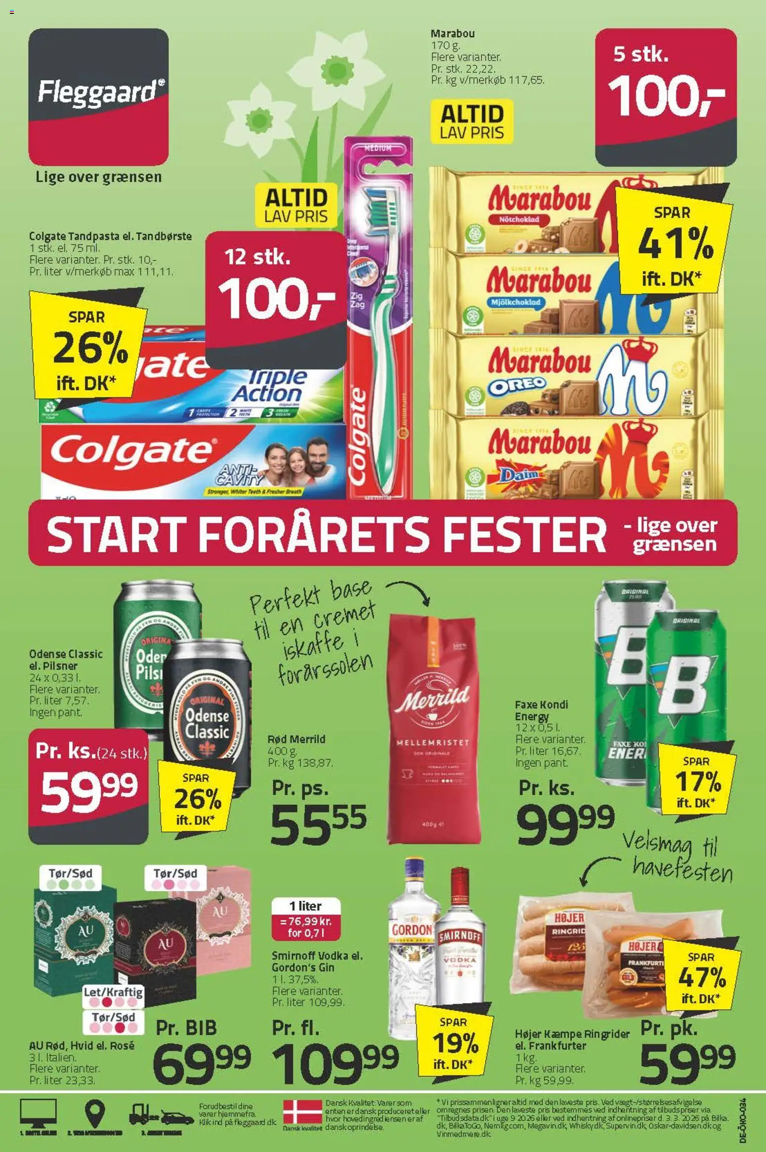 Fleggaard tilbudsavis – gyldig fra 08.04.2026 | Side: 1 | Produkter: Nuggets de frango, Tandpasta, Gin, Søm