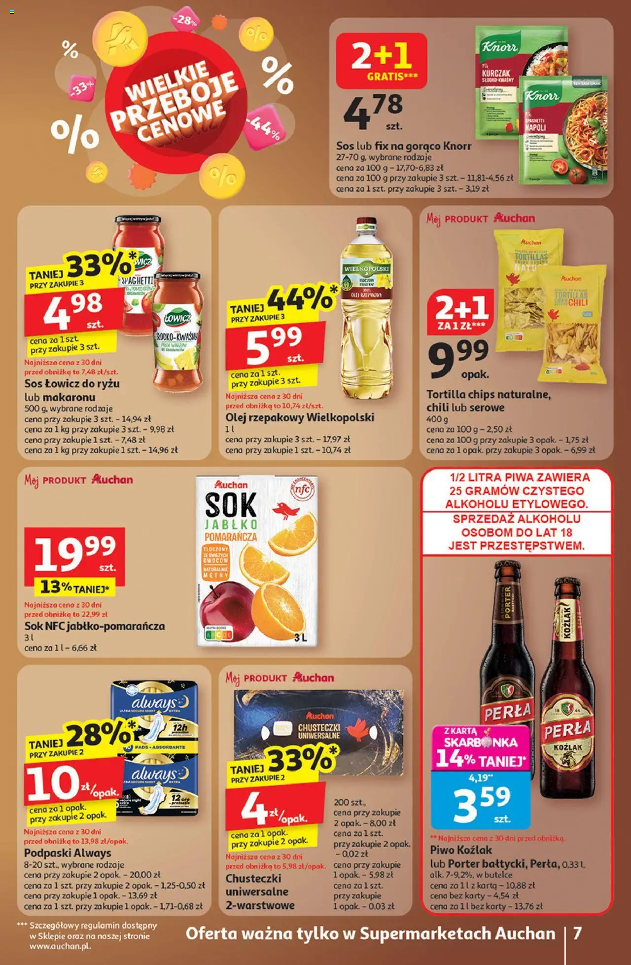 Auchan Gazetka od 23.10.2025 | Strona: 7 | Produkty: Karta, Olej, Sok, Sos