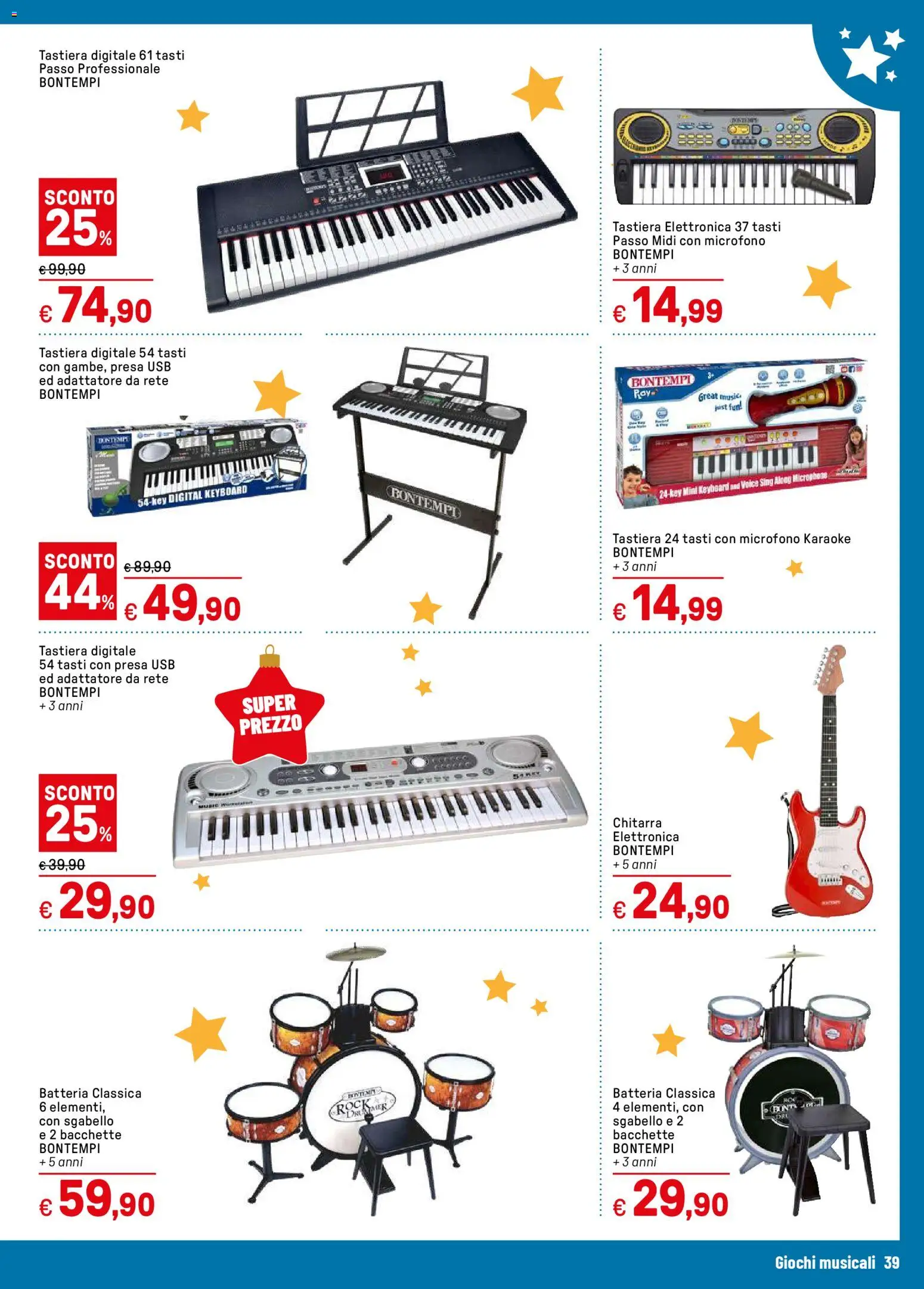 Volantino Iper del 05.11.2025 | Pagina: 39 | Prodotti: Tastiera, Microfono, Adattatore, Batteria