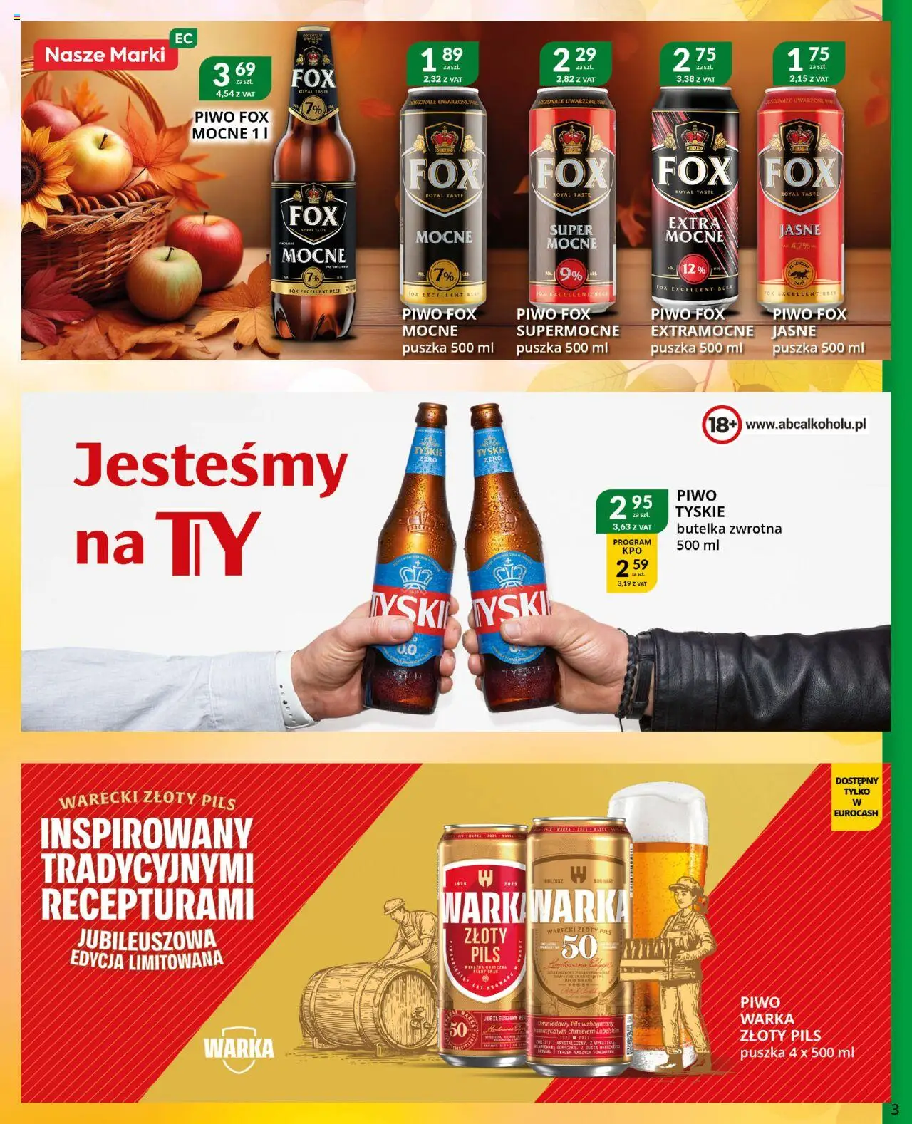Eurocash Gazetka - Katalog Alkoholowy C&C od 01.10.2025 | Strona: 3 | Produkty: Warka, Tyskie, Piwo
