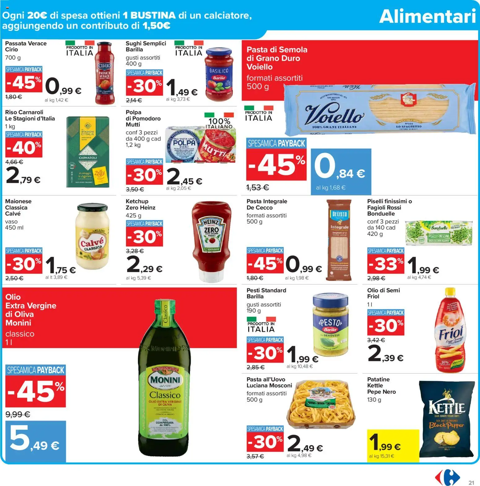 Volantino Carrefour del 17.11.2025 | Pagina: 21 | Prodotti: Riso Carnaroli, Riso, Maionese, Pasta