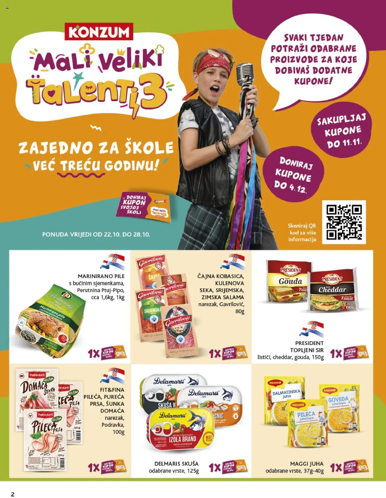 Konzum katalog | vrijedi od 22.10.2025 | Stranica: 2 | Proizvodi: Toast, Čaj, Juha, Gouda