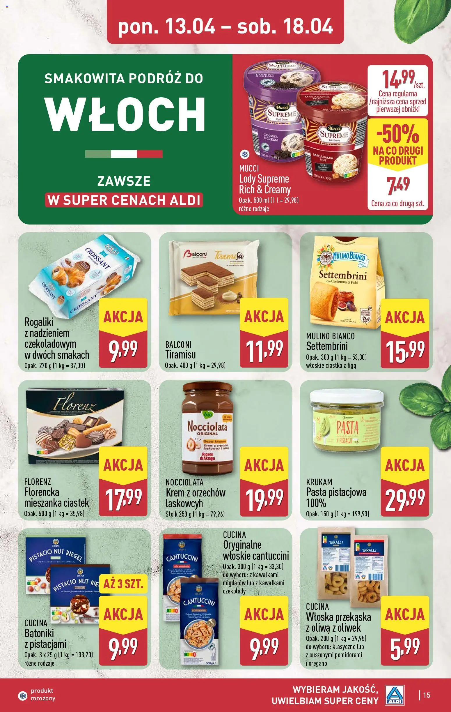 Aldi Polsko leták od 13.04.2026 | Strana: 15 | Produkty: Tiramisu, Krém, Cookies, Cantuccini