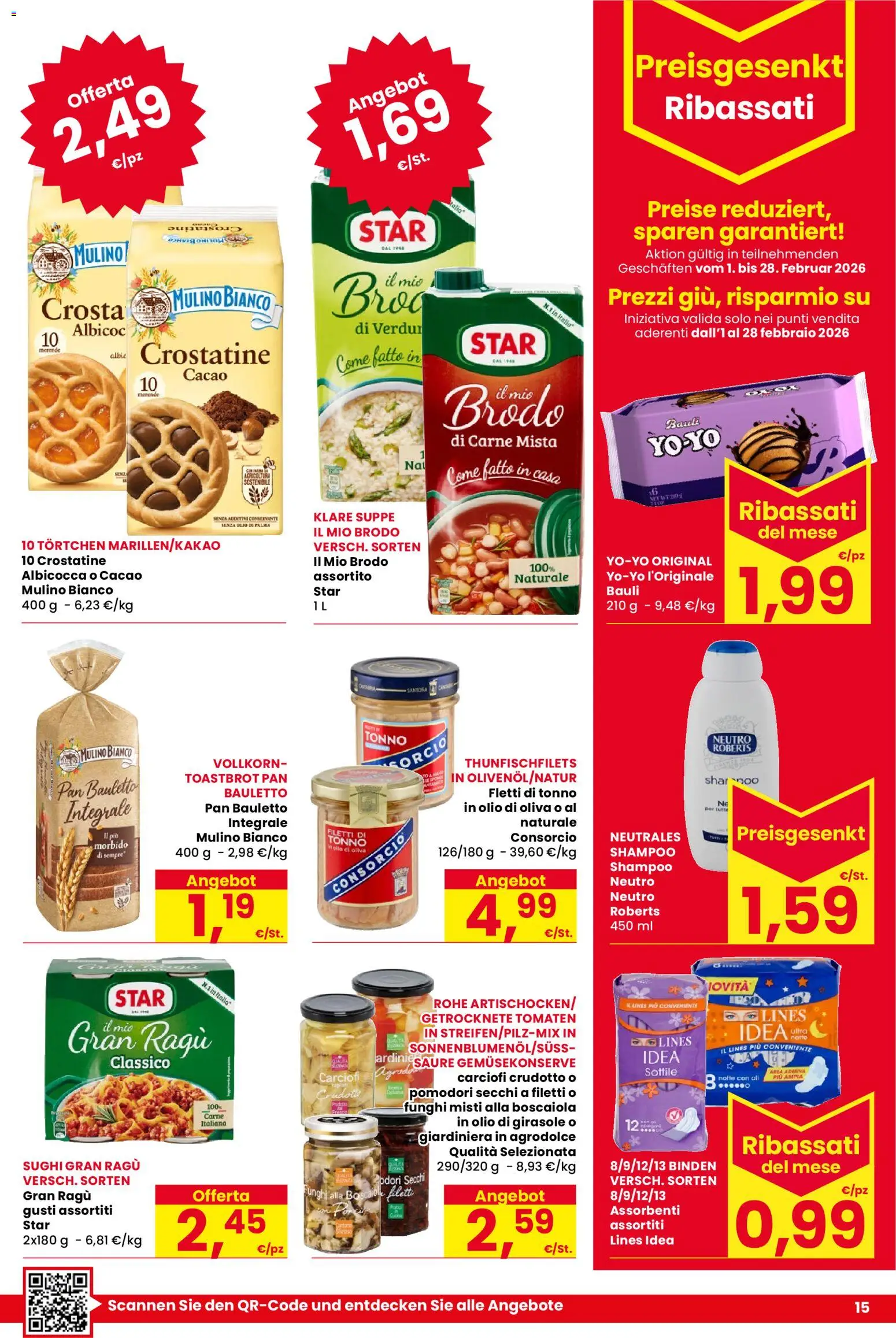 Volantino Despar del 05.02.2026 | Pagina: 15 | Prodotti: Crostatine, Ragú, Olio di girasole, Pomodori secchi