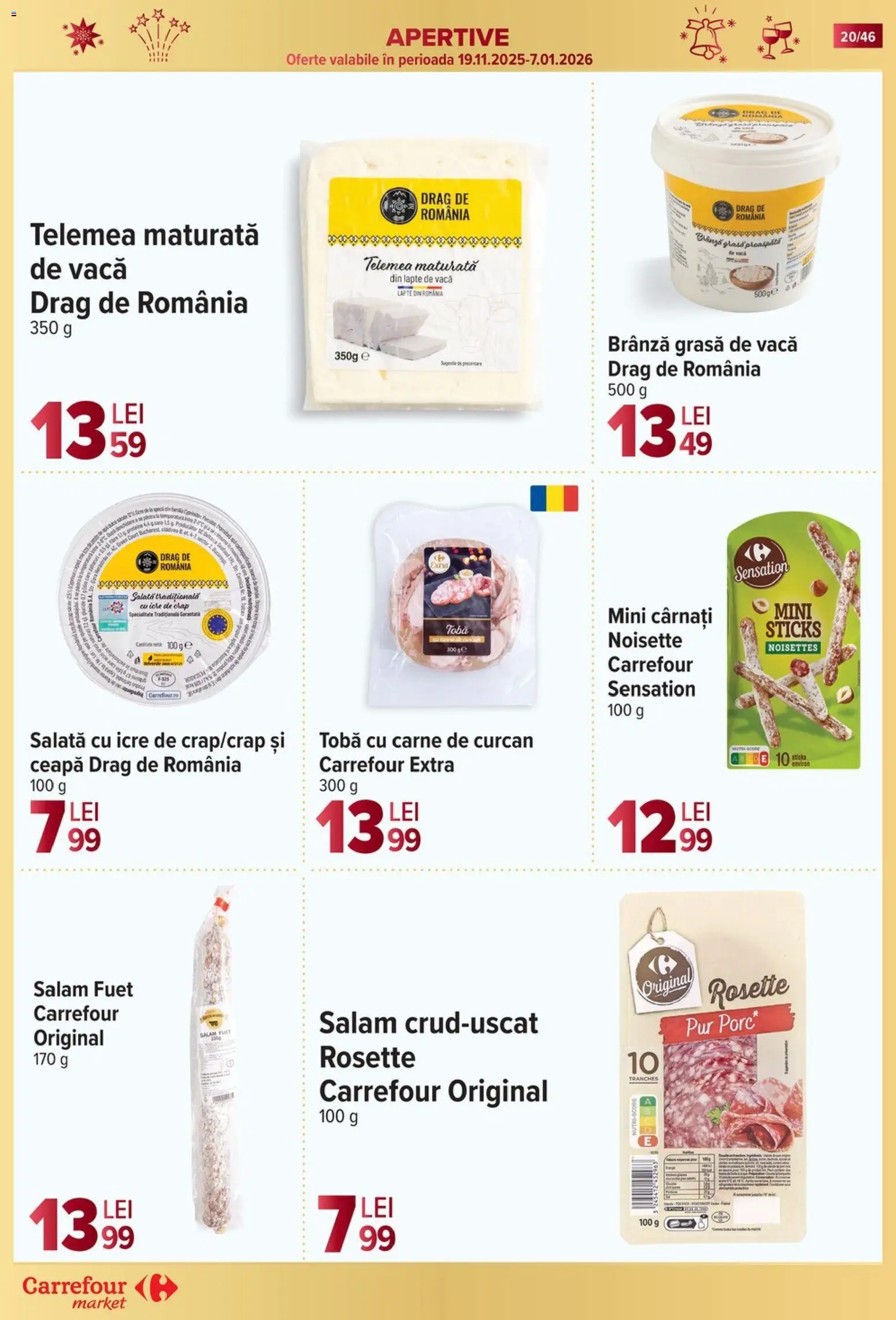 Noul catalog Carrefour – valabil de la 19.11.2025 | Pagină: 20 | Produse: Lapte, Brânză, Salam, Salată