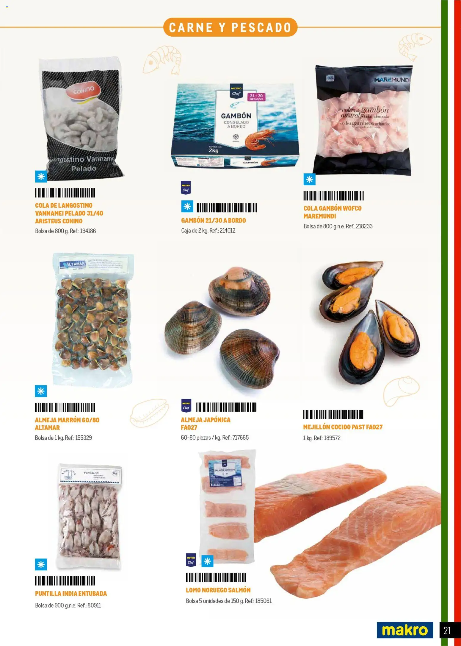 Makro Restaurantes italianos Centro │ válido desde el 27.03.2026 | Página: 21 | Productos: Pescado, Bolsa, Caja, Langostino