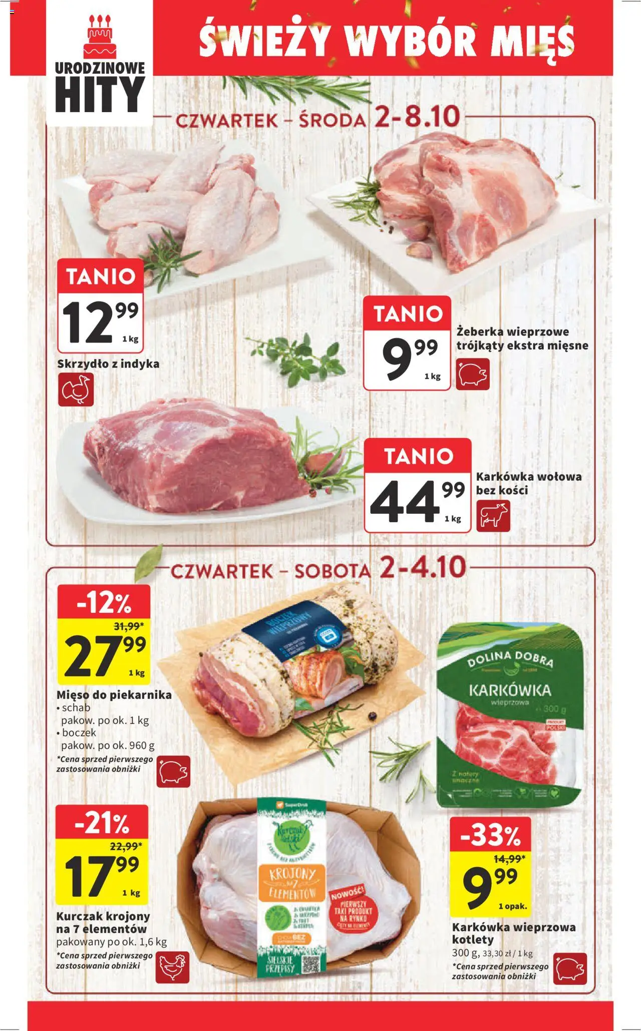 Intermarche Gazetka od 02.10.2025 | Strona: 22 | Produkty: Kurczak, Schab, Karkówka wieprzowa, Mięso