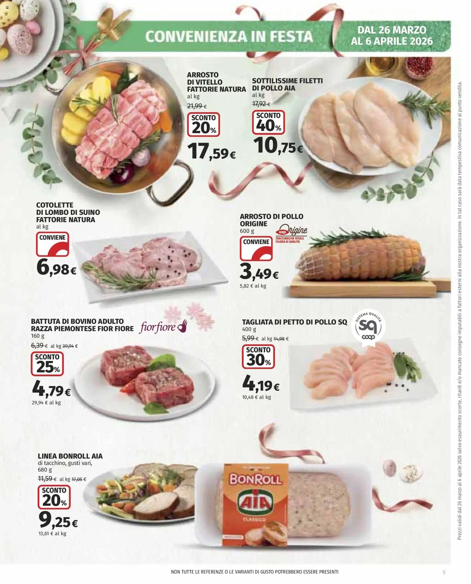 Volantino COOP del 26.03.2026 | Pagina: 9 | Prodotti: Arrosto, Pollo, Data, Vitello