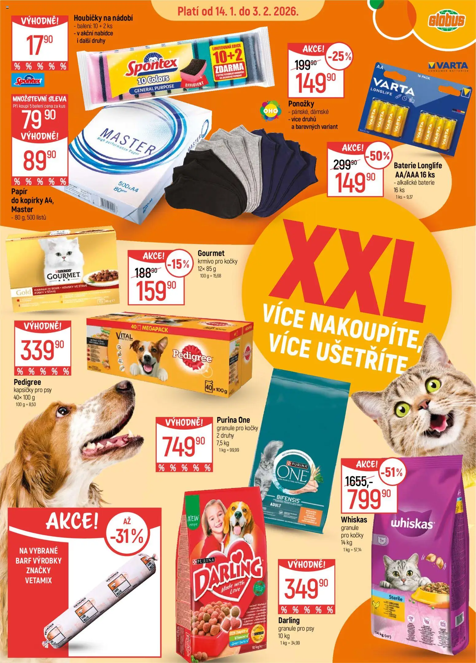Globus leták - Ostrava od 14.01.2026 | Strana: 14 | Produkty: Globus, Granule, Pedigree, Purina one