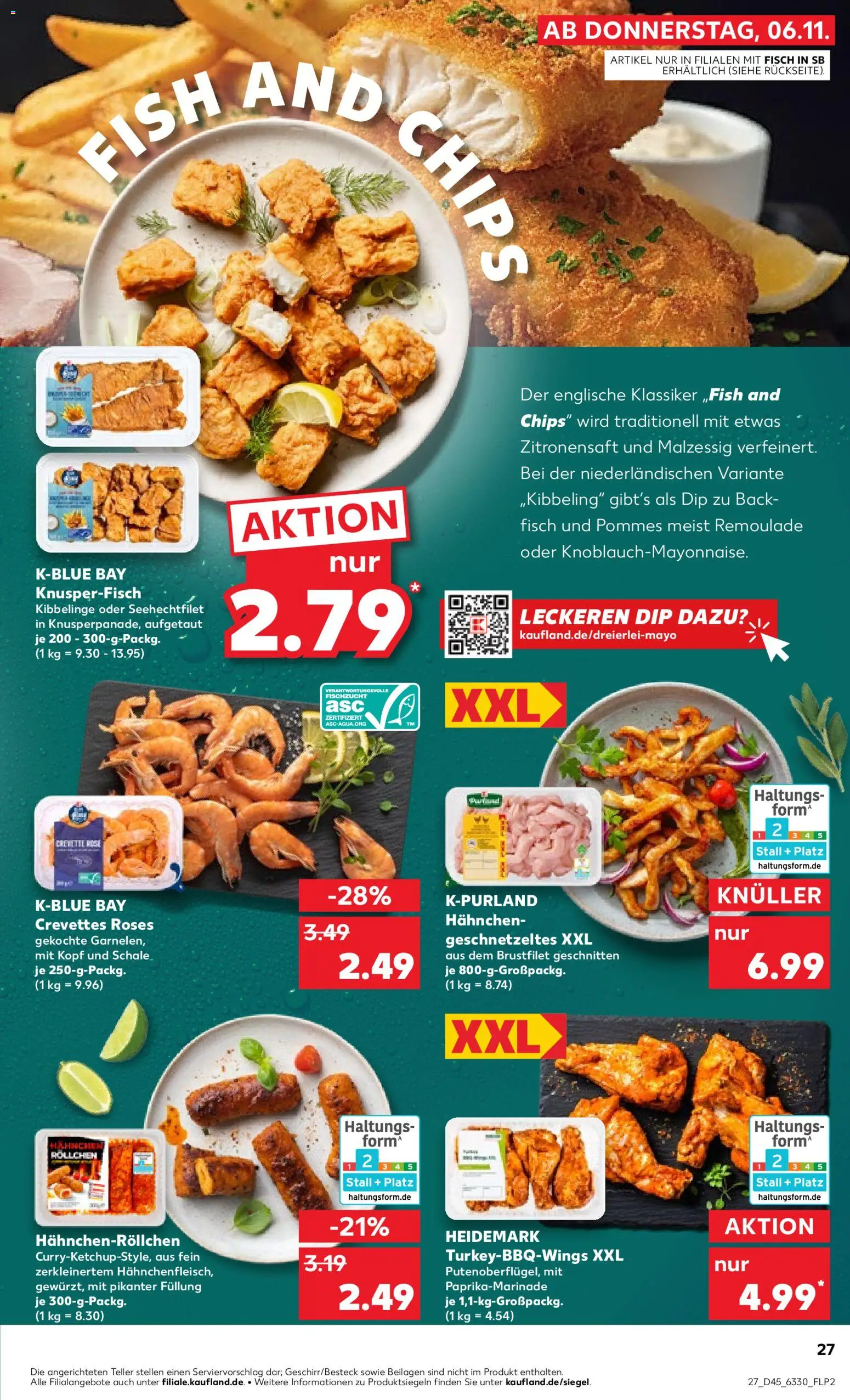 Kaufland prospekt Kiel	 – gültig ab 06.11.2025 | Seite: 27 | Produkte: Hahnchen, Pommes, Fisch, Chips