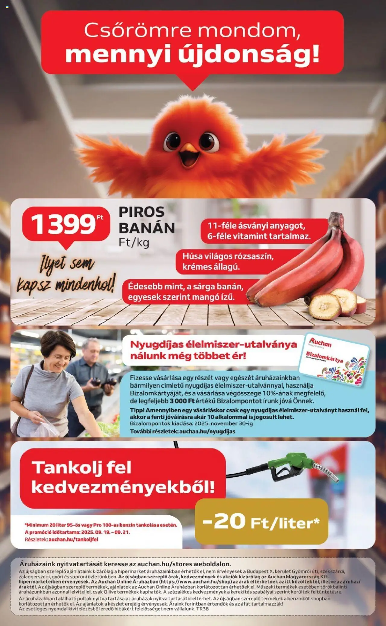 Auchan akciós ujság - amely érvényes a következő dátumtól: 18.09.2025 | Oldal: 26 | Termékek: Banán, Mangó