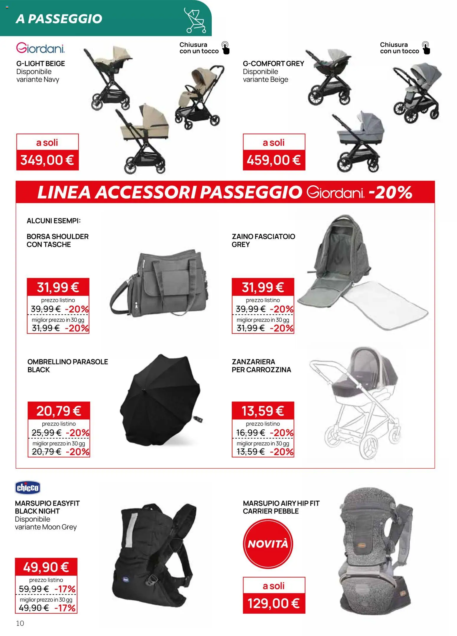 Volantino Prenatal del 17.04.2026 | Pagina: 10 | Prodotti: Zaino, Zanzariera, Borsa, Fasciatoio