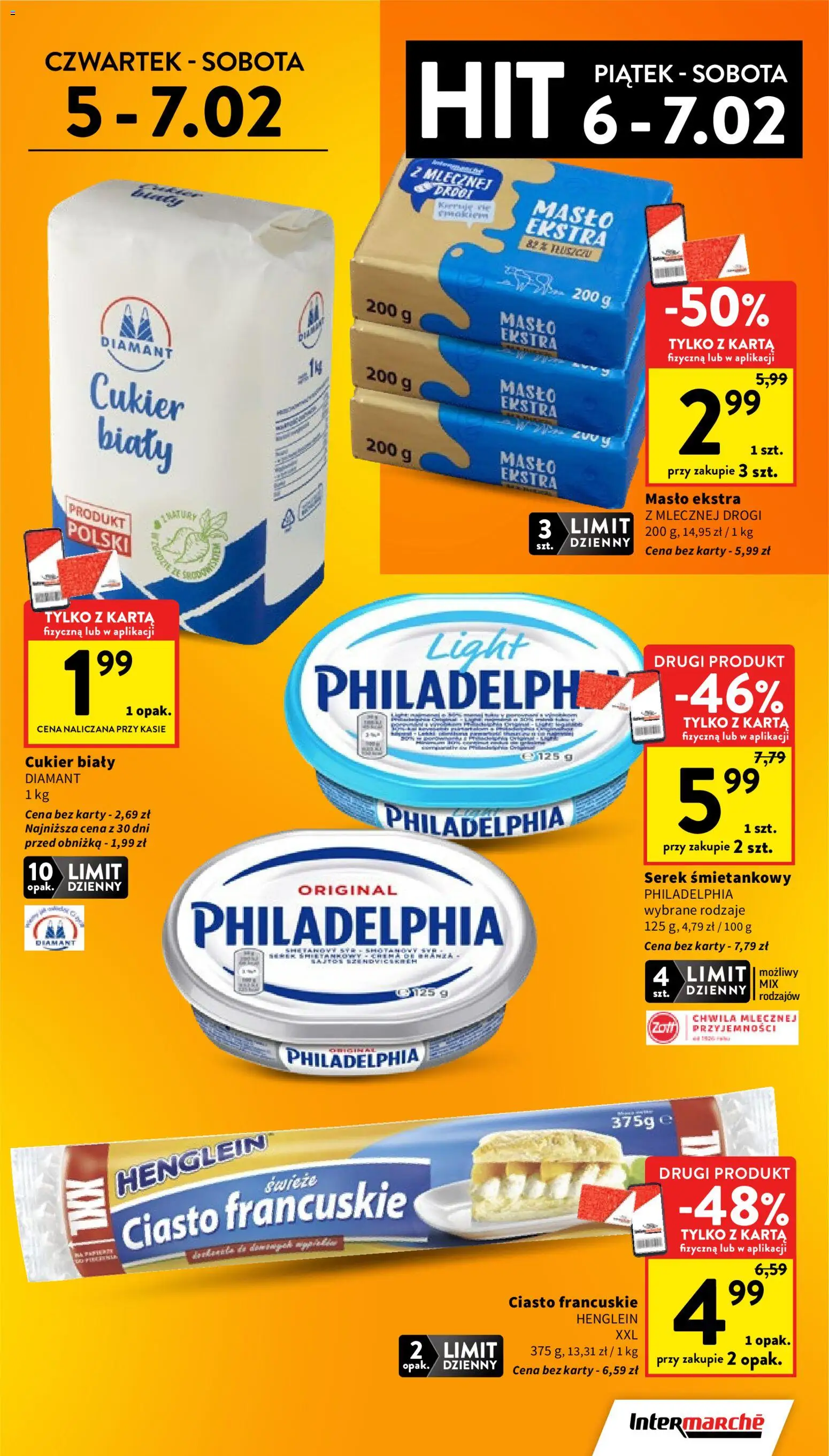 Intermarche Gazetka od 05.02.2026 | Strona: 3 | Produkty: Karta, Ciasto francuskie, Masło, Serek śmietankowy philadelphia