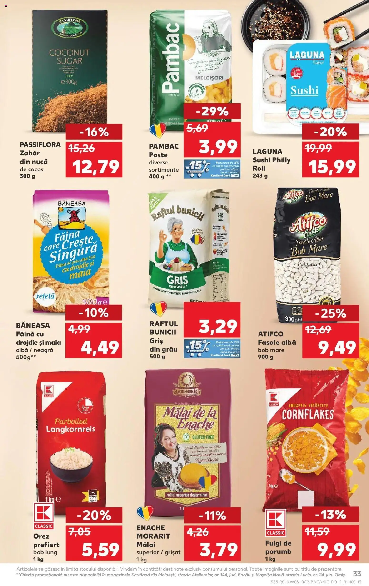 Noul catalog Kaufland – valabil de la 18.02.2026 | Pagină: 33 | Produse: Sushi, Făină, Fulgi, Zahăr