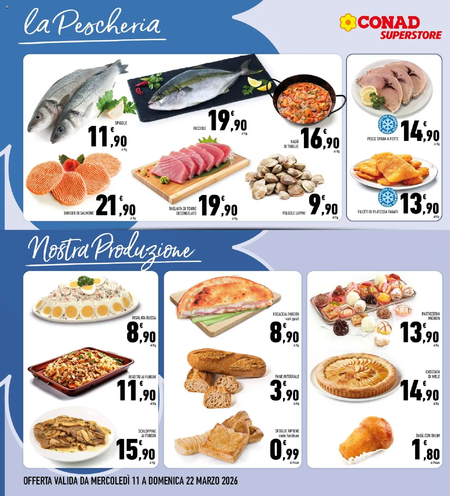 Volantino Conad del 11.03.2026 | Pagina: 6 | Prodotti: Pane, Salmone, Tonno, Pesce spada