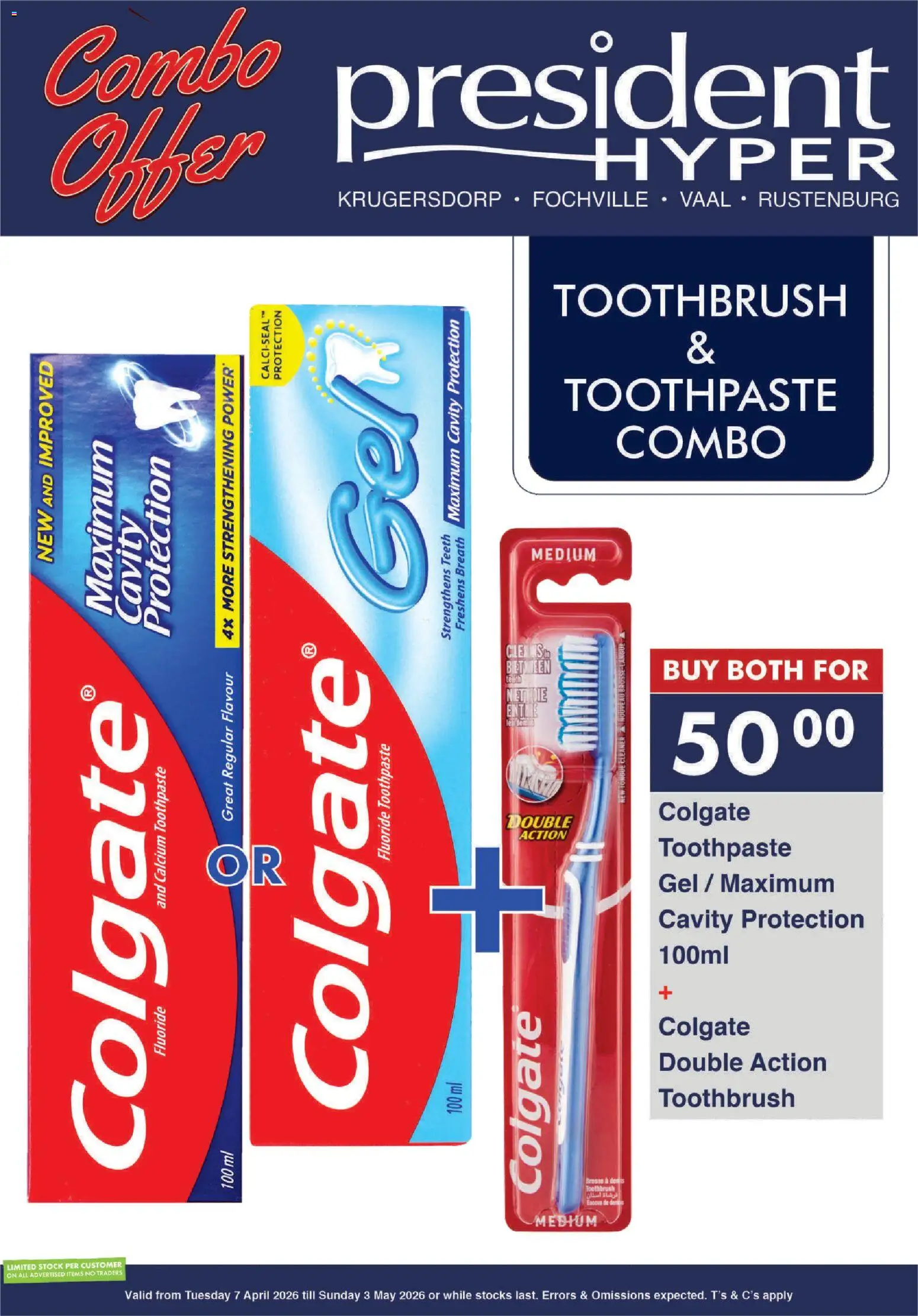 New President Hyper catalogue – valid from 07.04.2026 | Page: 2 | Products: Stock, Toothpaste, Toothbrush