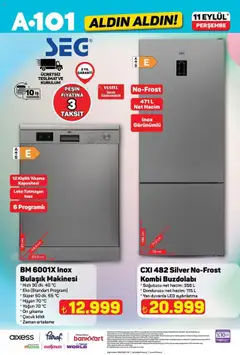 A101 Katalog Aldın Aldın - 11.09.2025 tarihinden itibaren geçerlidir | Sayfa: 5 | Ürünler: Buzdolabı, Dondurucu, Bulaşık makinesi