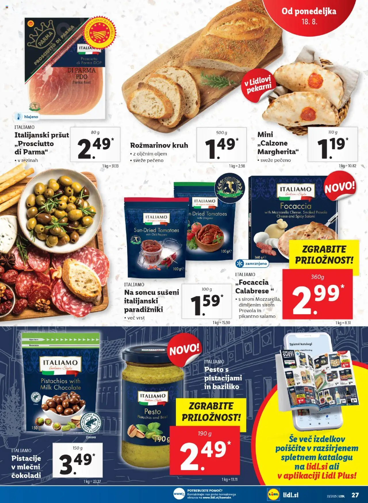 Lidl - Ljubljana │ velja od 14.08.2025 | Stran: 49 | Izdelki: Pršut, Pistacije, Pesto, Kruh
