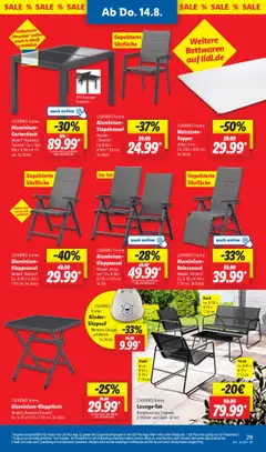 Lidl Prospekt 	 - gültig ab dem 11.08.2025 | Seite: 15 | Produkte: Relaxsessel, Tisch, Stuhl, Topper