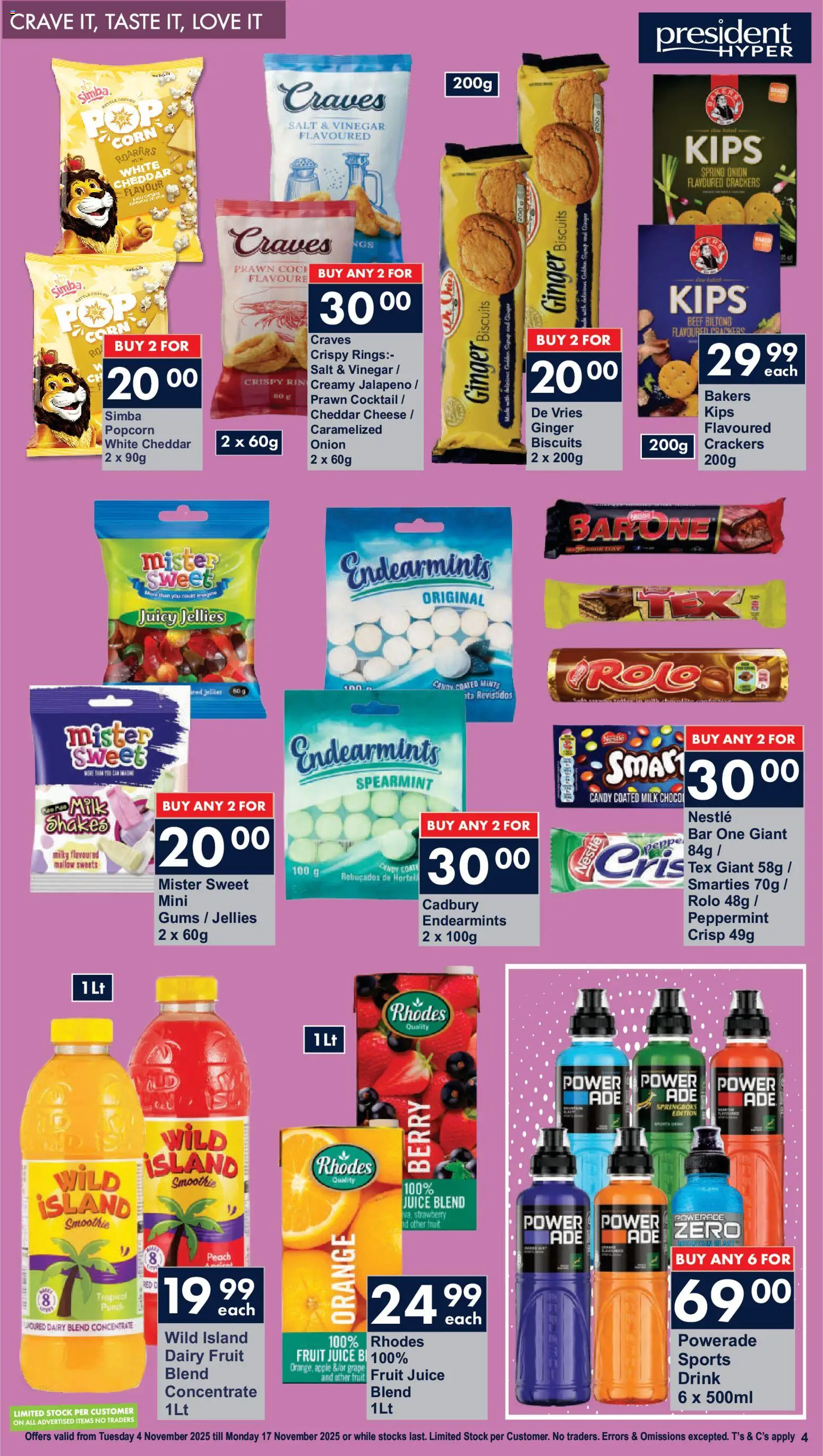 New President Hyper catalogue – valid from 04.11.2025 | Page: 4 | Products: Corn, Cheese, Biscuits, Dairy blend