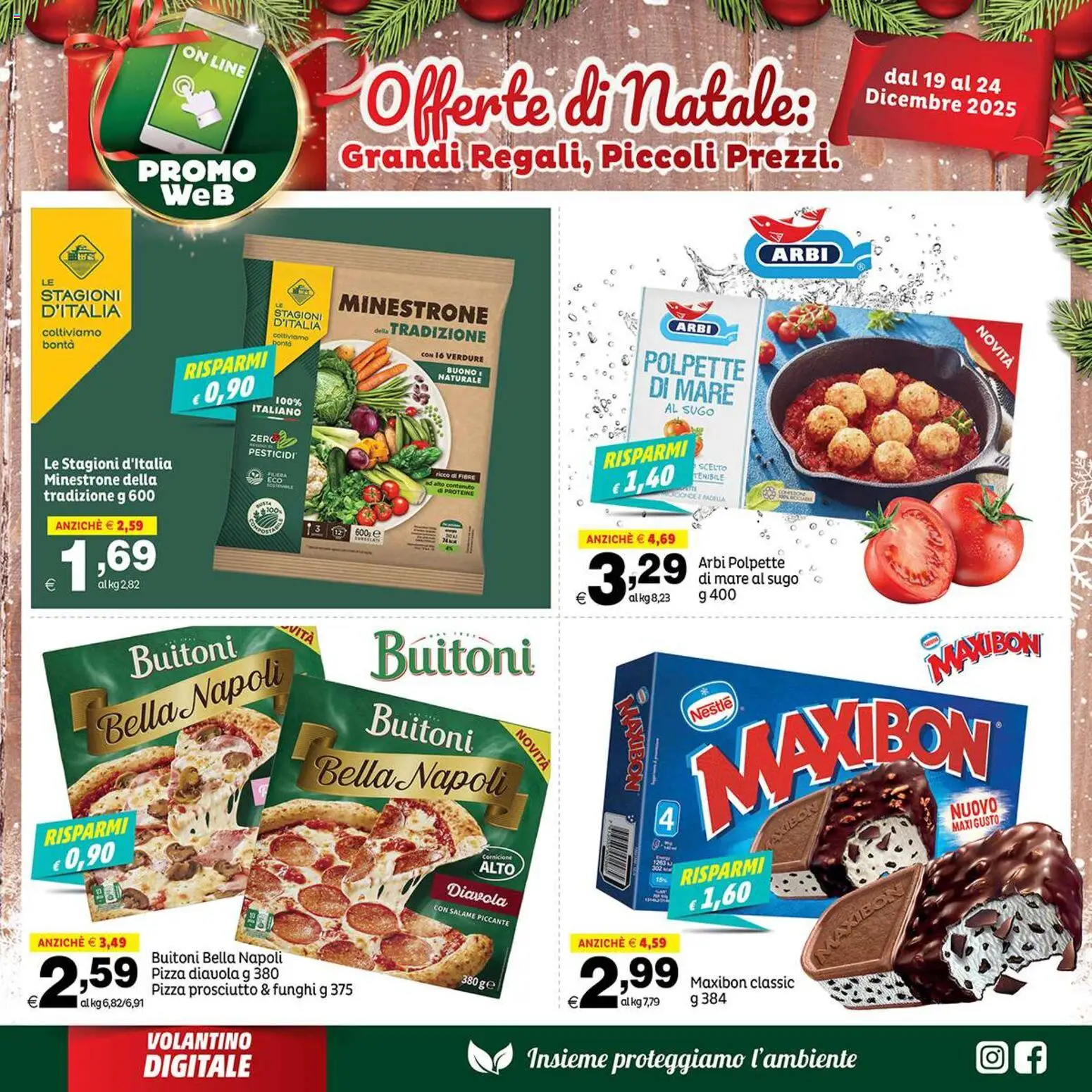 Volantino Elite Supermercati del 19.12.2025 | Pagina: 4 | Prodotti: Minestrone, Salame, Pizza, Funghi
