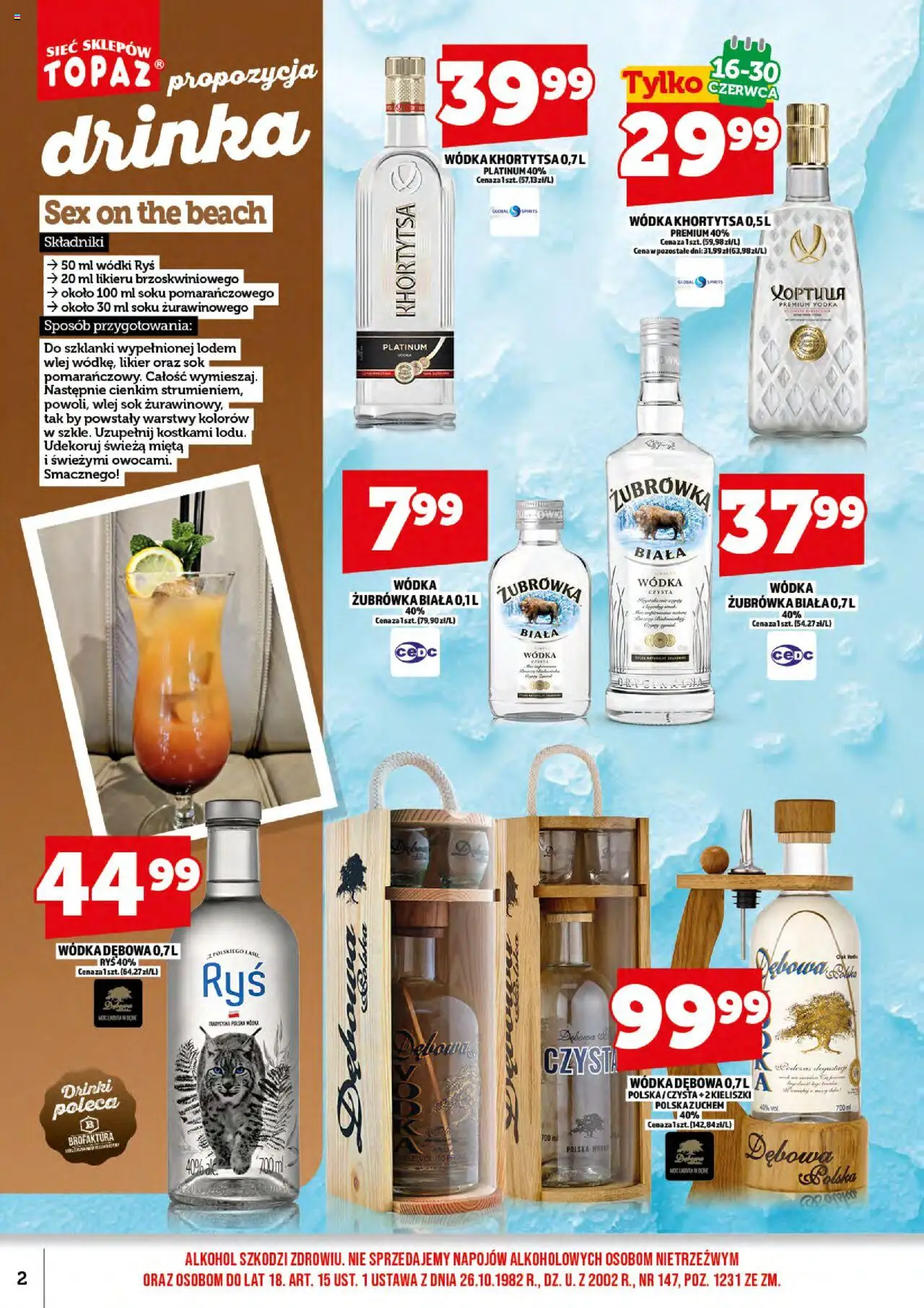 Topaz Gazetka alkoholowa od 01.06.2025 | Strona: 4 | Produkty: Mięta, Sok, Szklanki, Wódka