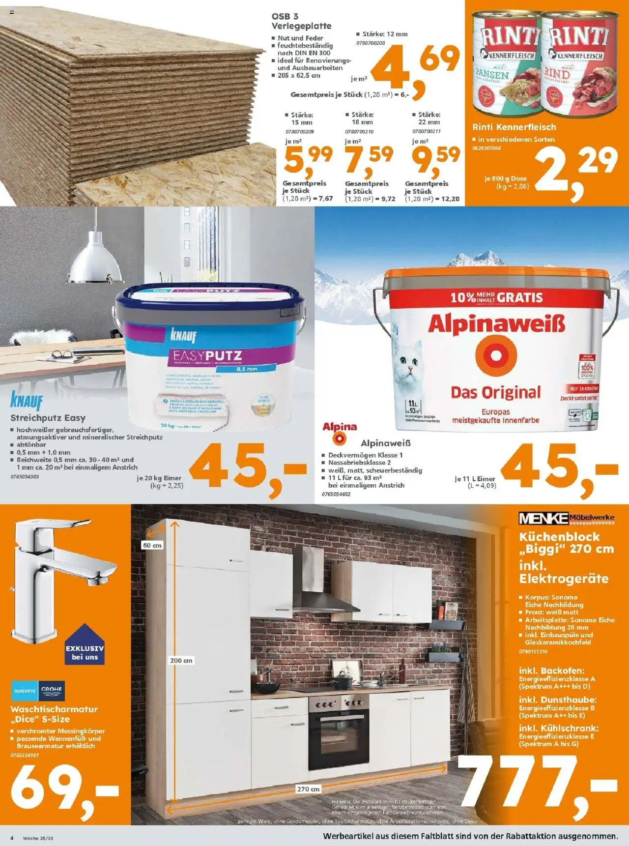 Globus Baumarkt prospekt Göttingen	 - gültig ab dem 15.06.2025 | Seite: 4 | Produkte: Küchenblock, Kühlschrank, Backofen