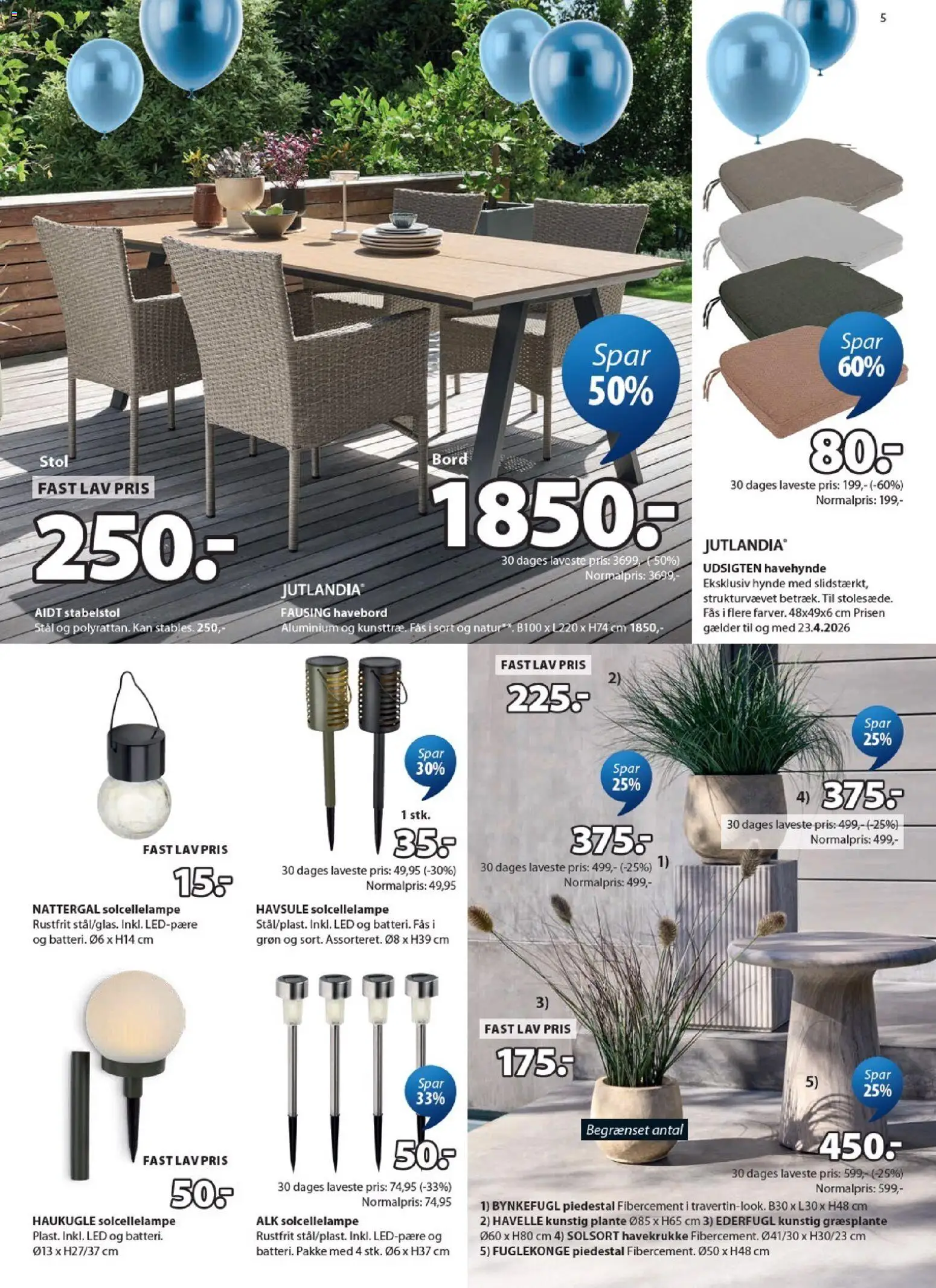 JYSK tilbudsavis – gyldig fra 30.03.2026 | Side: 5 | Produkter: Bord, Stol, Havehynde