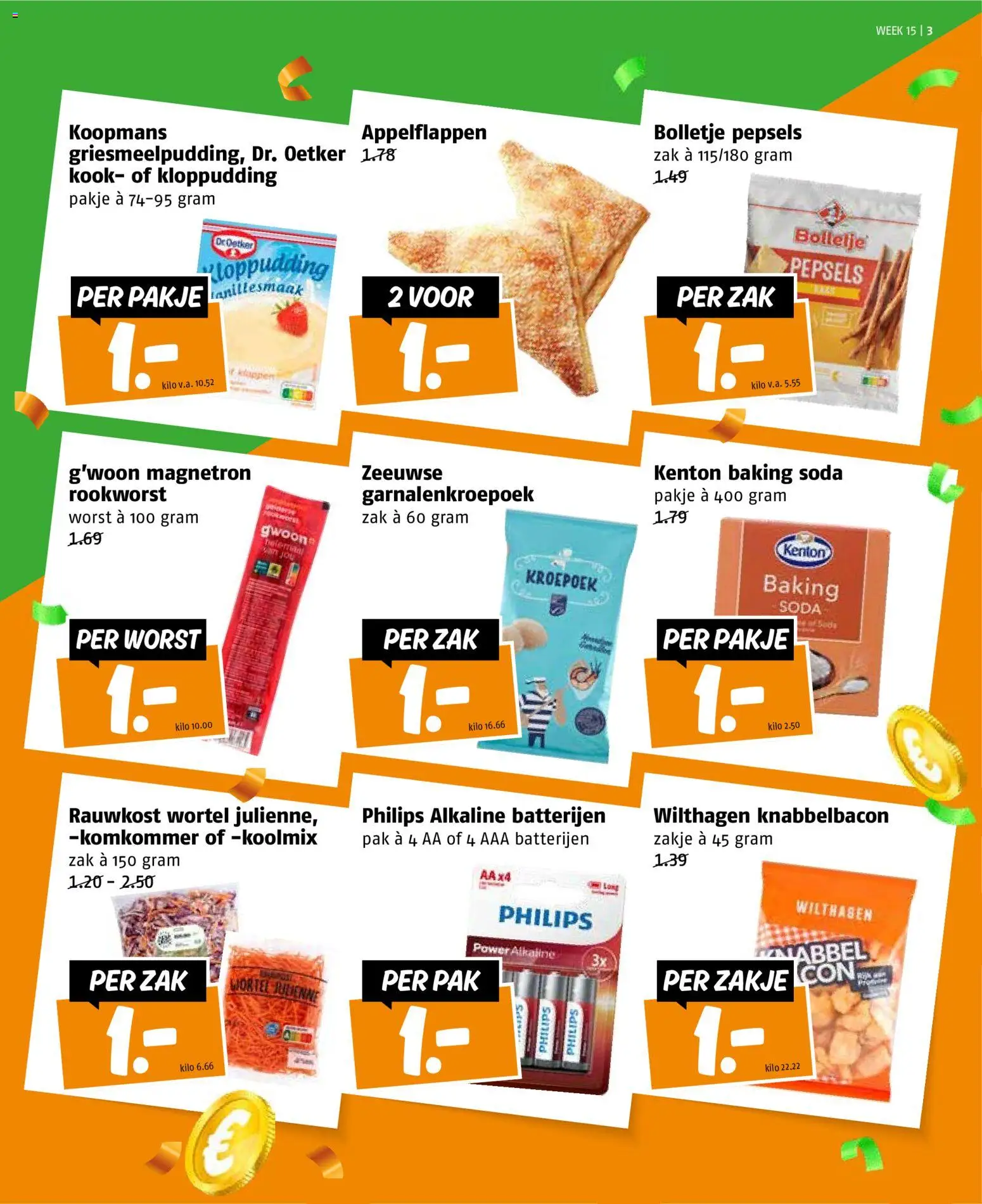 {H1} | Pagina: 3 | Producten: Komkommer, Worst, Parasztsonka, Batterijen